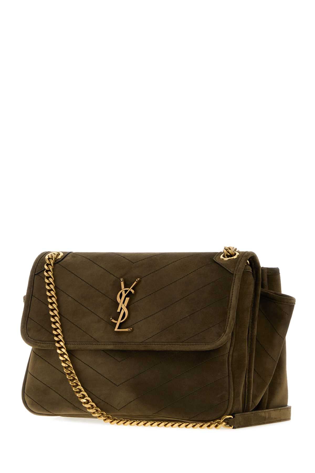Saint Laurent Women Army Green Suede Niki Tripouch Shoulder Bag SAINT LAURENT