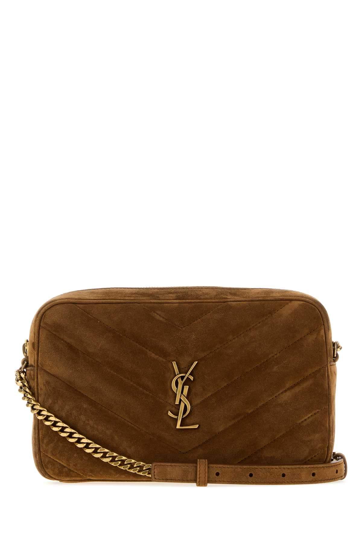 Saint Laurent Women Camel Suede Loulou Crossbody Bag SAINT LAURENT