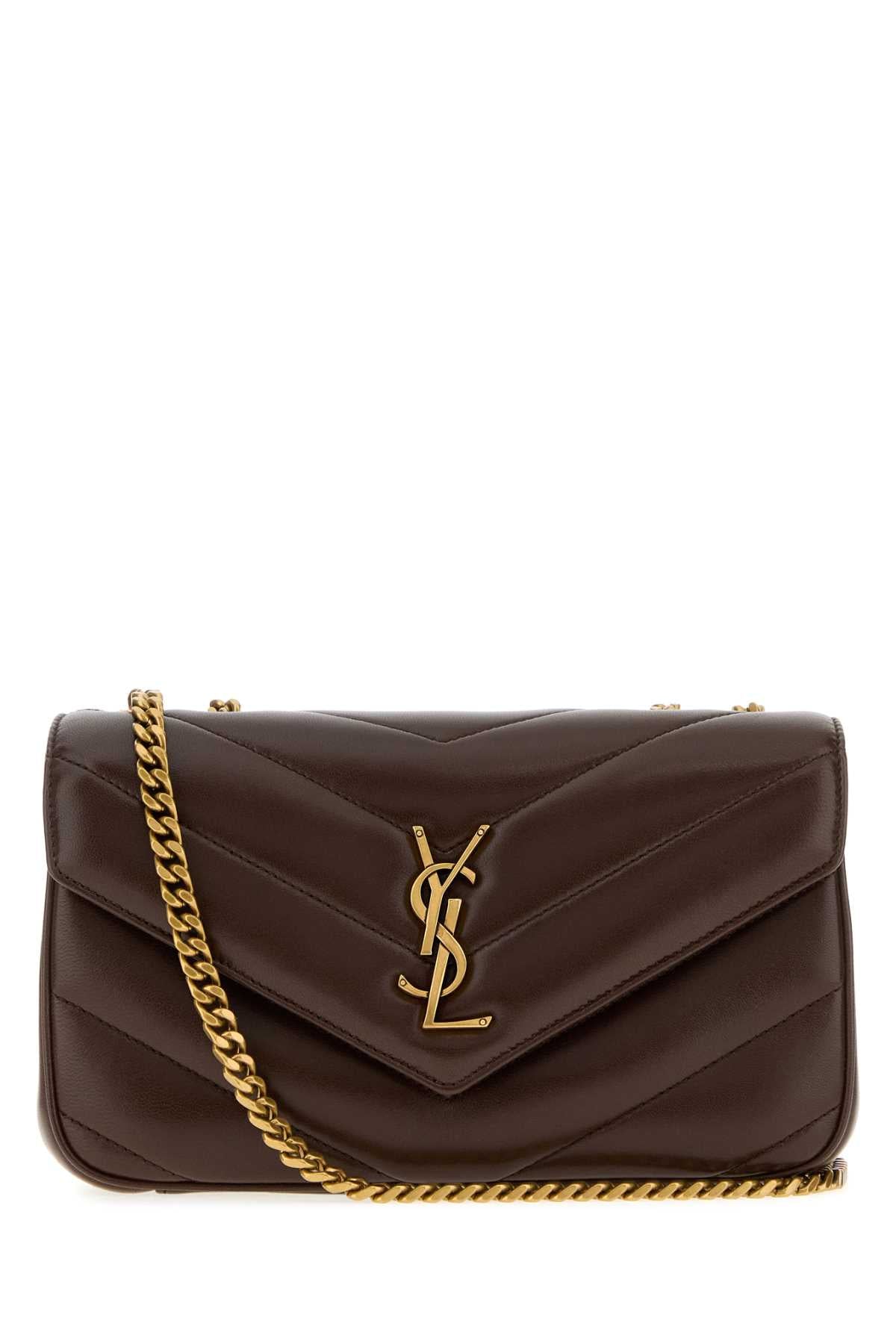 Saint Laurent Women Chocolate Leather Small Loulou Shoulder Bag SAINT LAURENT