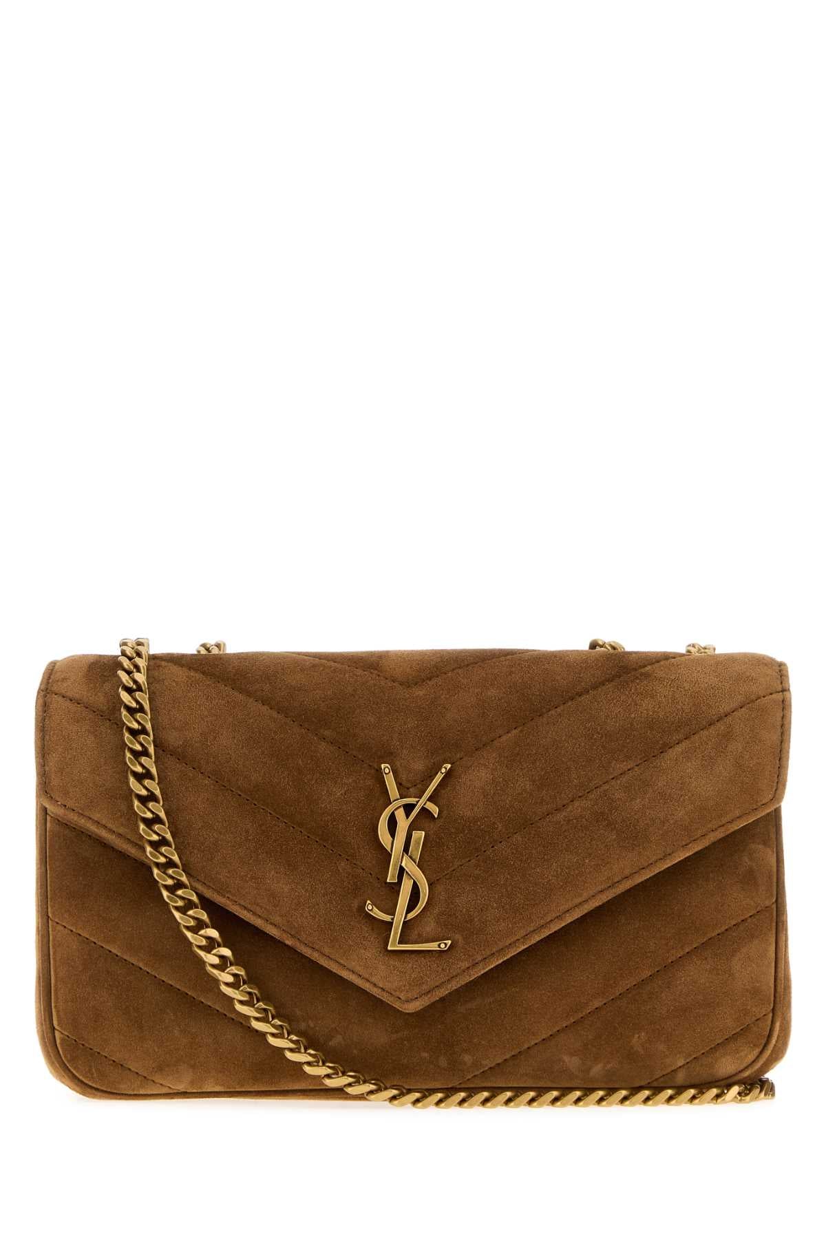 Saint Laurent Women Camel Suede Small Loulou Shoulder Bag SAINT LAURENT