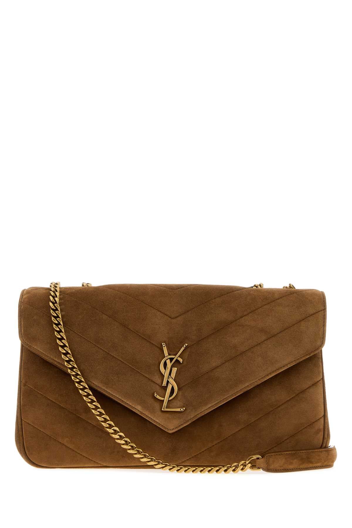 Saint Laurent Women Caramel Suede Medium Loulou Shoulder Bag SAINT LAURENT