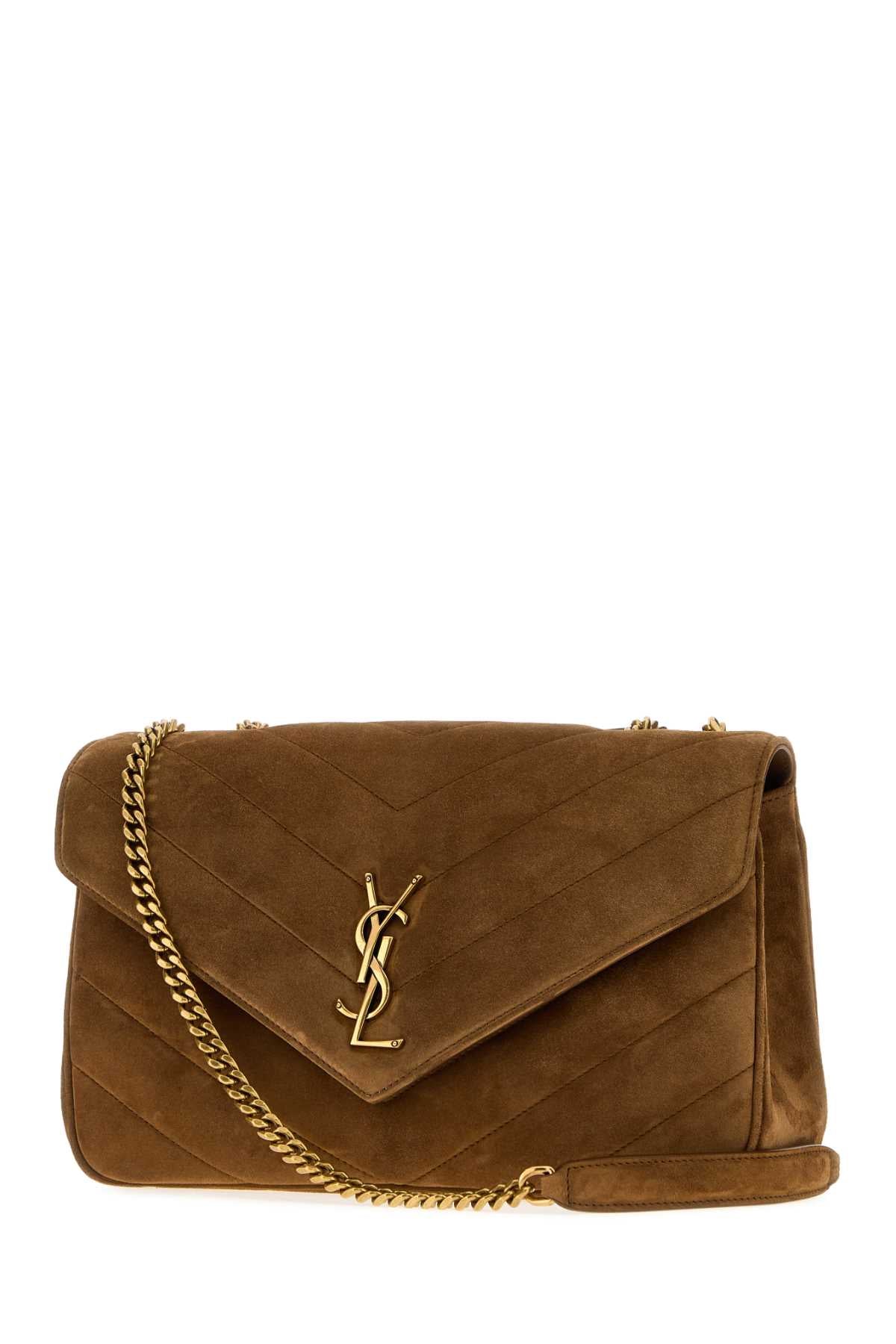 Saint Laurent Women Caramel Suede Medium Loulou Shoulder Bag SAINT LAURENT
