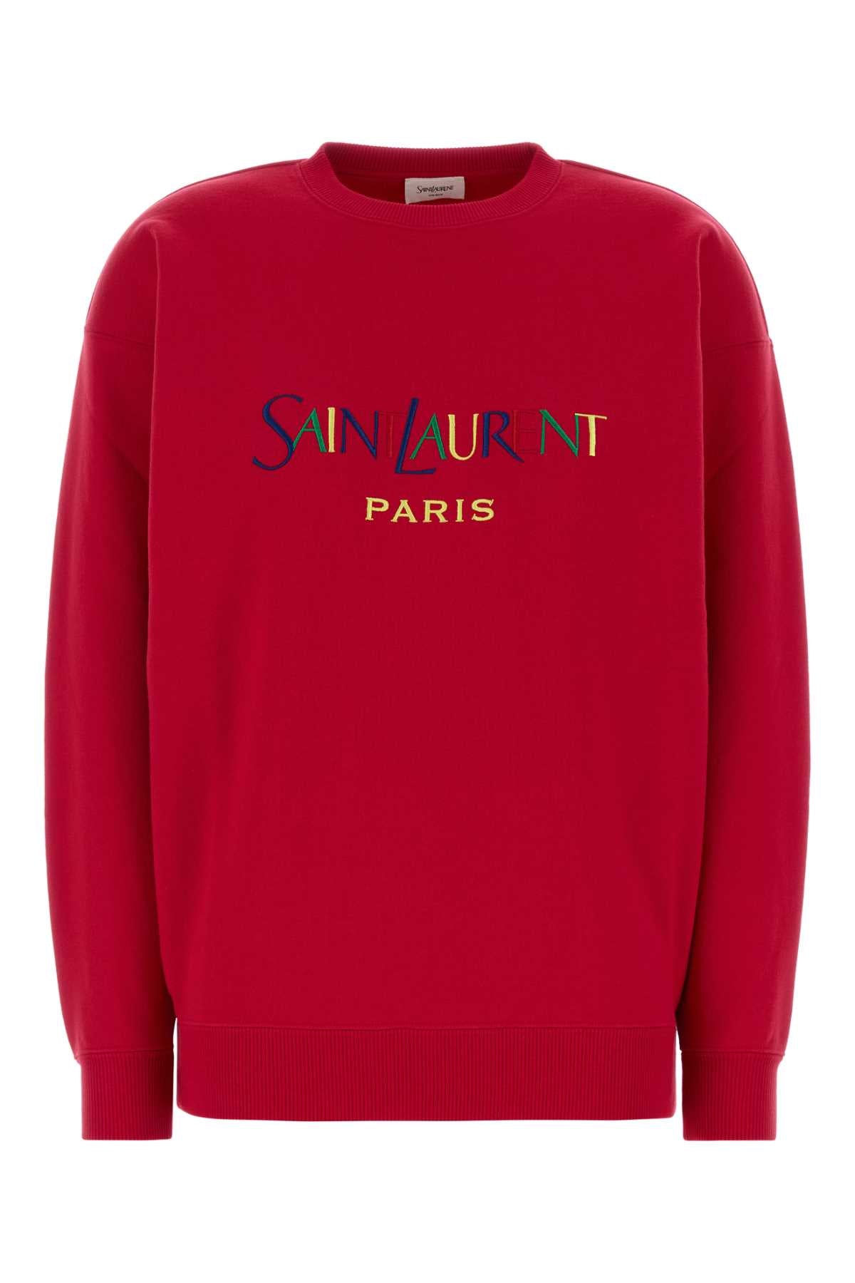 Saint Laurent Women Fuchsia Cotton Oversize Sweatshirt SAINT LAURENT