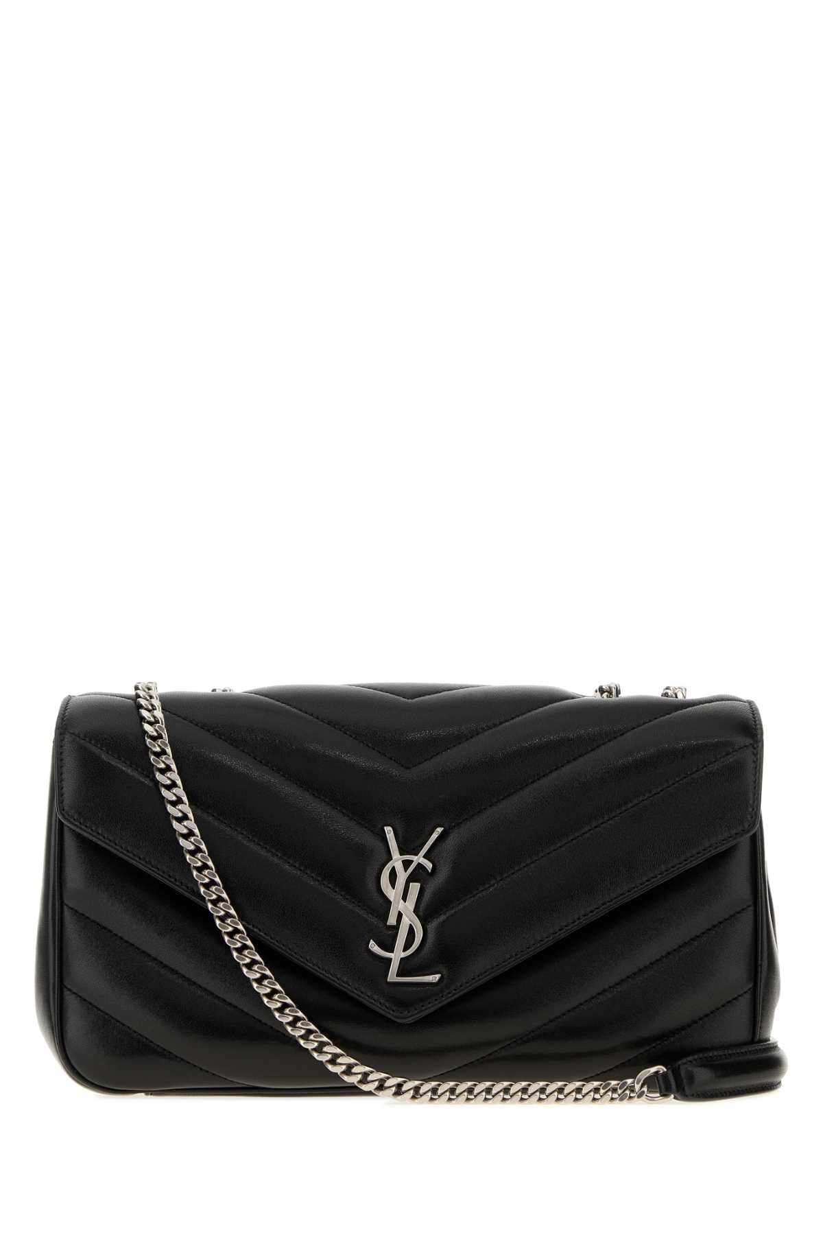 Saint Laurent Women Black Leather Medium Loulou Shoulder Bag SAINT LAURENT