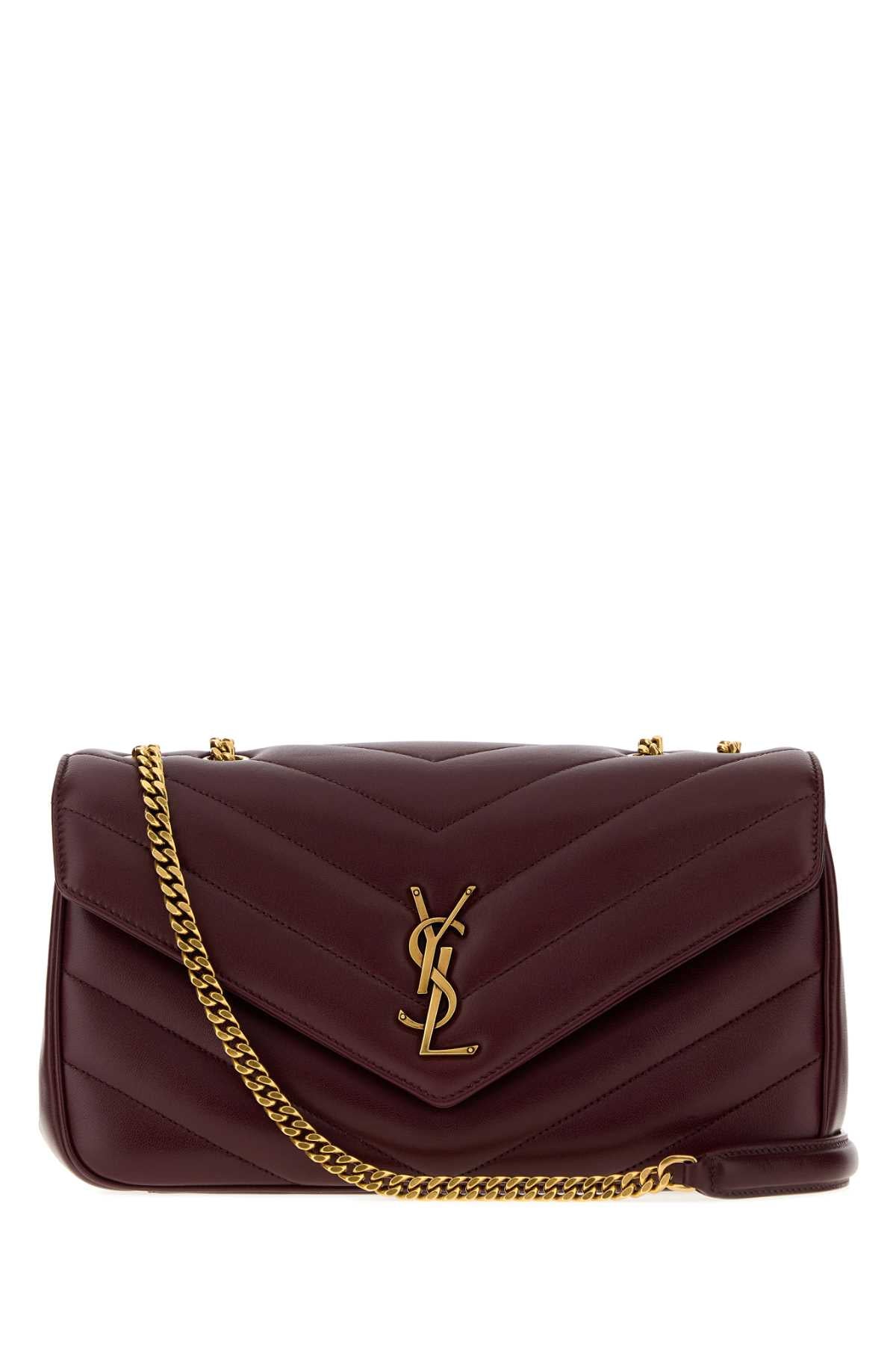 Saint Laurent Women Burgundy Leather Medium Loulou Shoulder Bag SAINT LAURENT