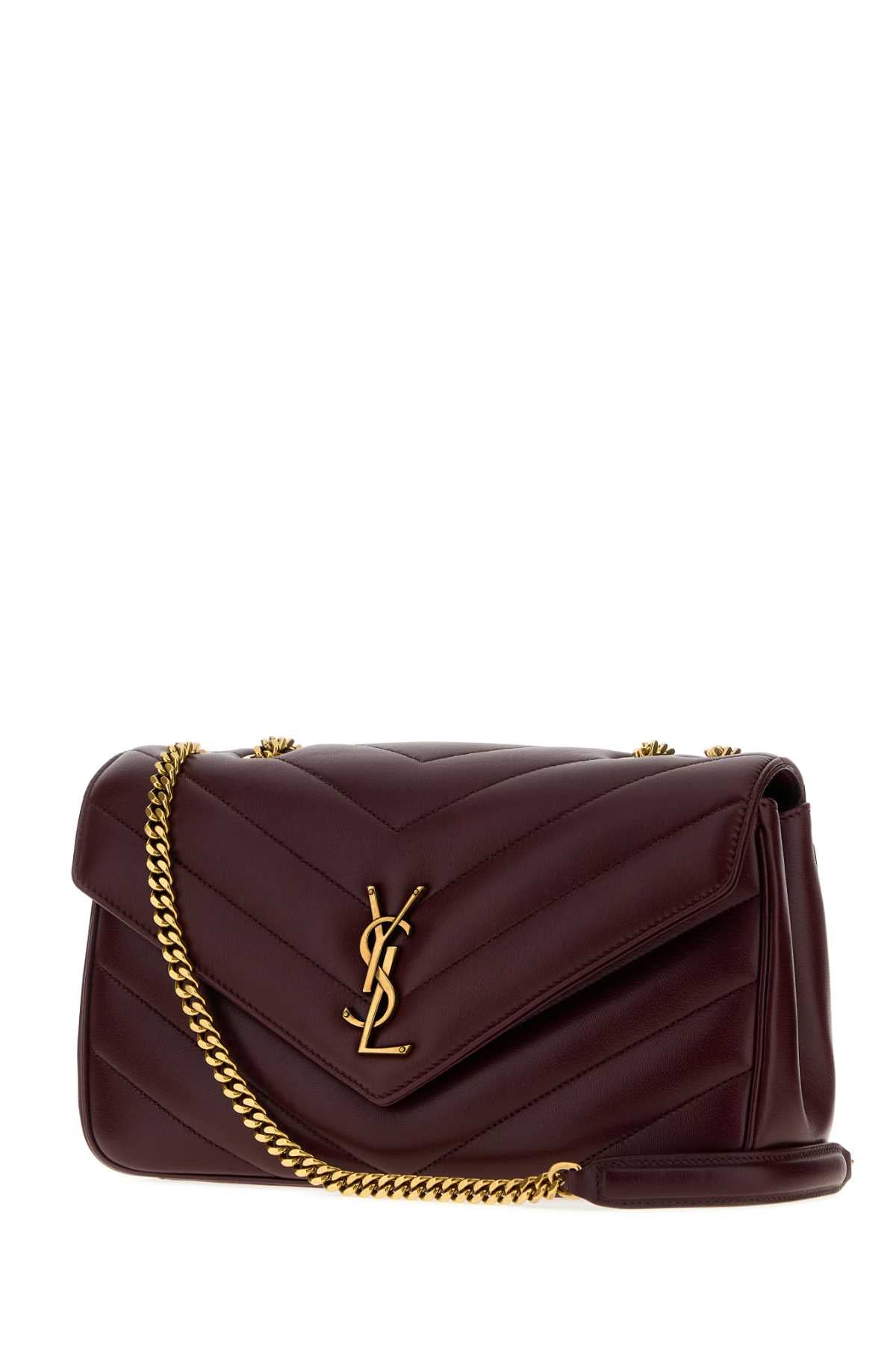 Saint Laurent Women Burgundy Leather Medium Loulou Shoulder Bag SAINT LAURENT