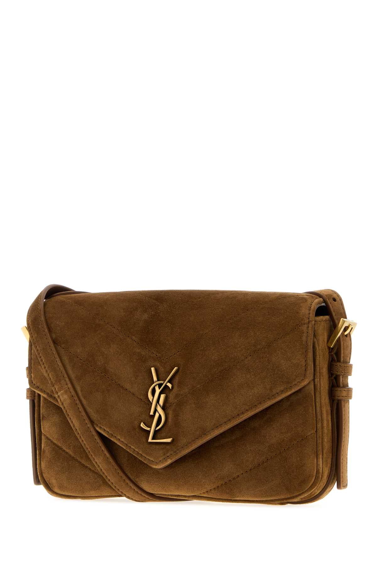 Saint Laurent Women Camel Suede Loulou Toy Crossbody Bag SAINT LAURENT
