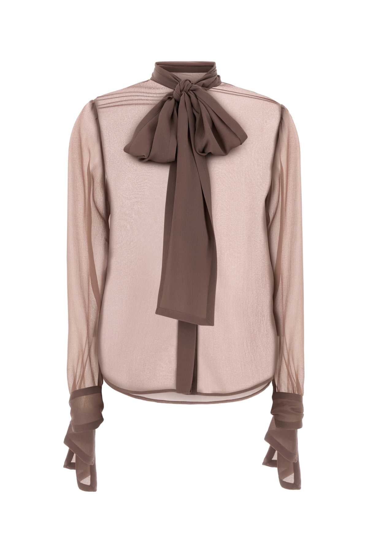 Saint Laurent Women Antiqued Pink Crepe Shirt SAINT LAURENT