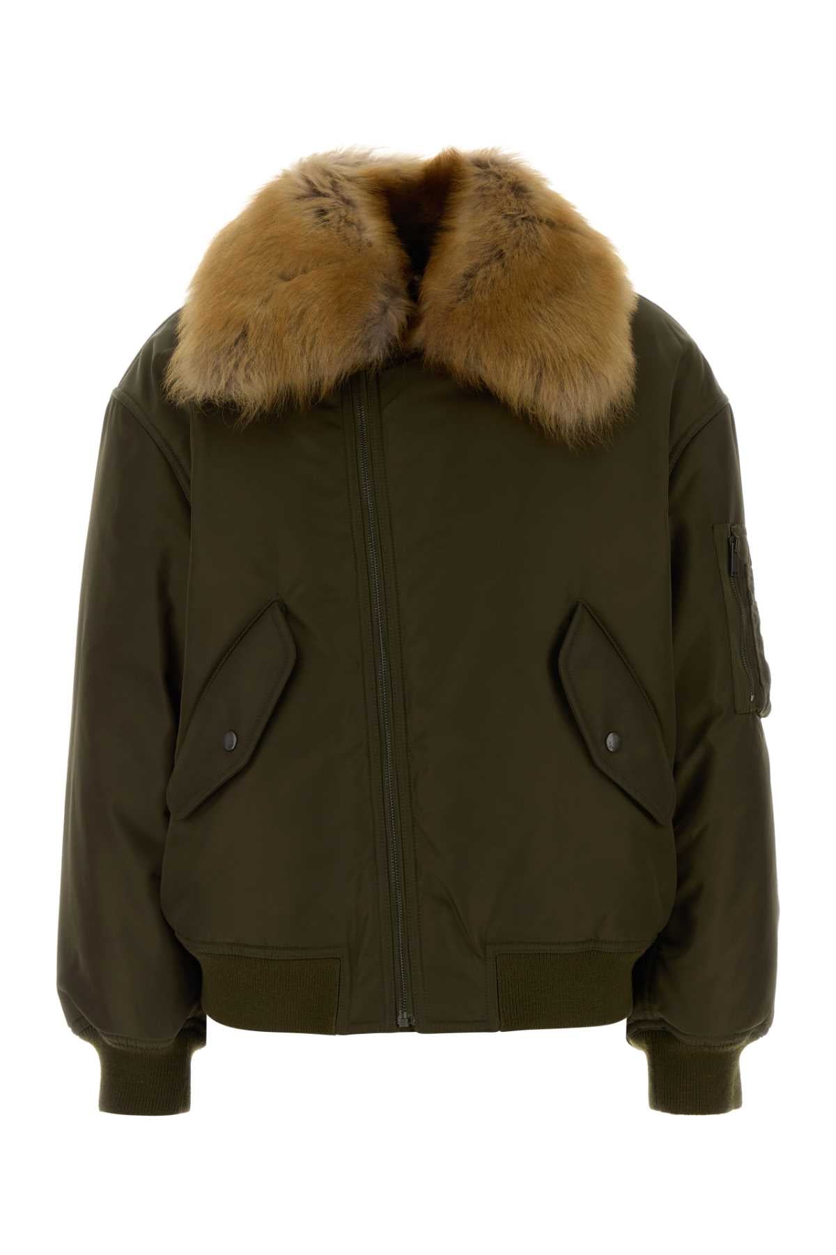 Saint Laurent Women Khaki Nylon Bomber Jacket SAINT LAURENT