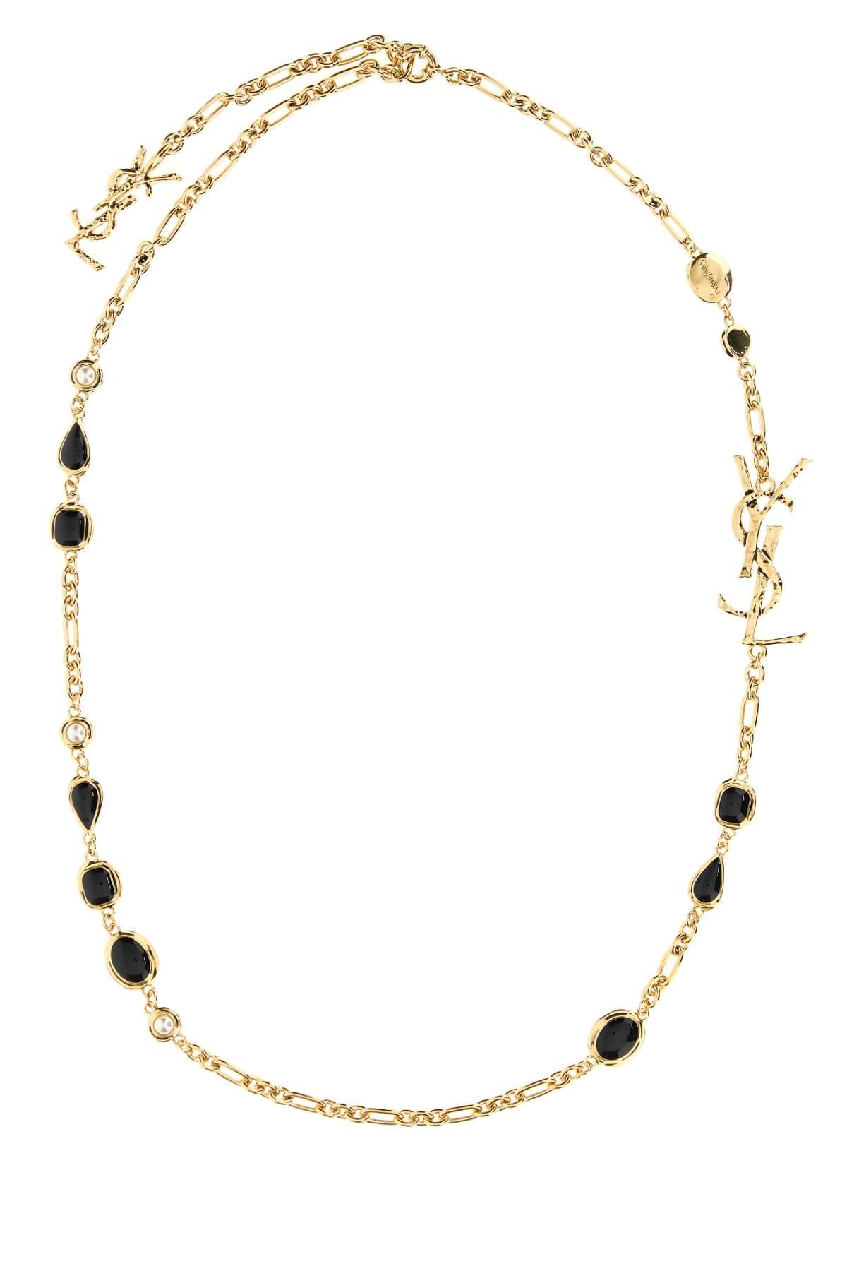 Saint Laurent Women Gold Metal Cassandre Necklace SAINT LAURENT