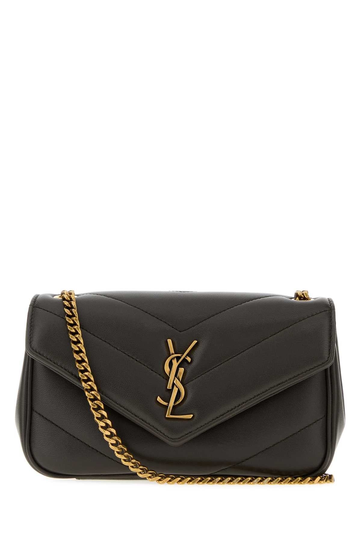Saint Laurent Women Charcoal Leather Mini Loulou Crossbody Bag SAINT LAURENT