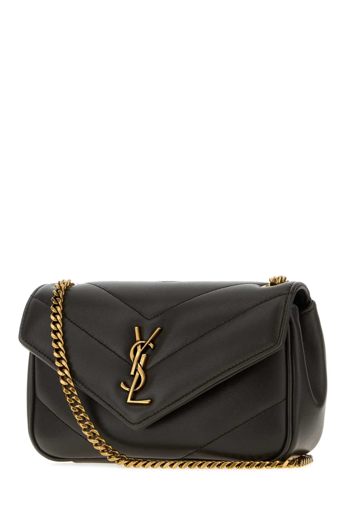 Saint Laurent Women Charcoal Leather Mini Loulou Crossbody Bag SAINT LAURENT