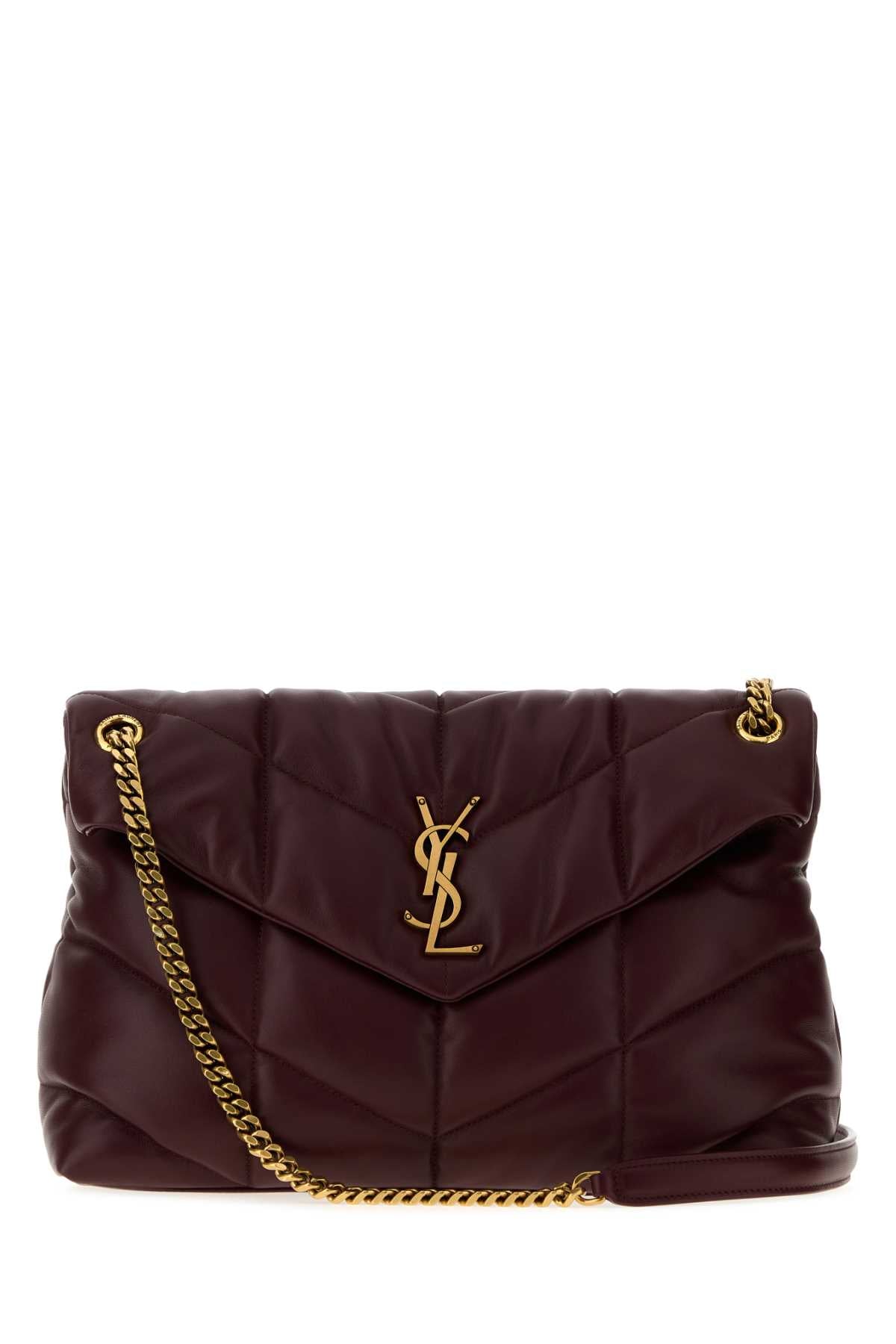 Saint Laurent Women Burgundy Nappa Leather Medium Loulou Shoulder Bag SAINT LAURENT