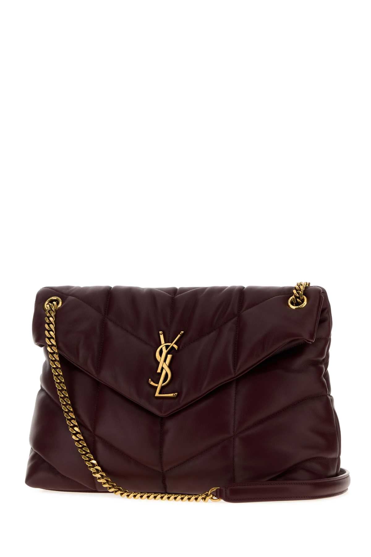 Saint Laurent Women Burgundy Nappa Leather Medium Loulou Shoulder Bag SAINT LAURENT