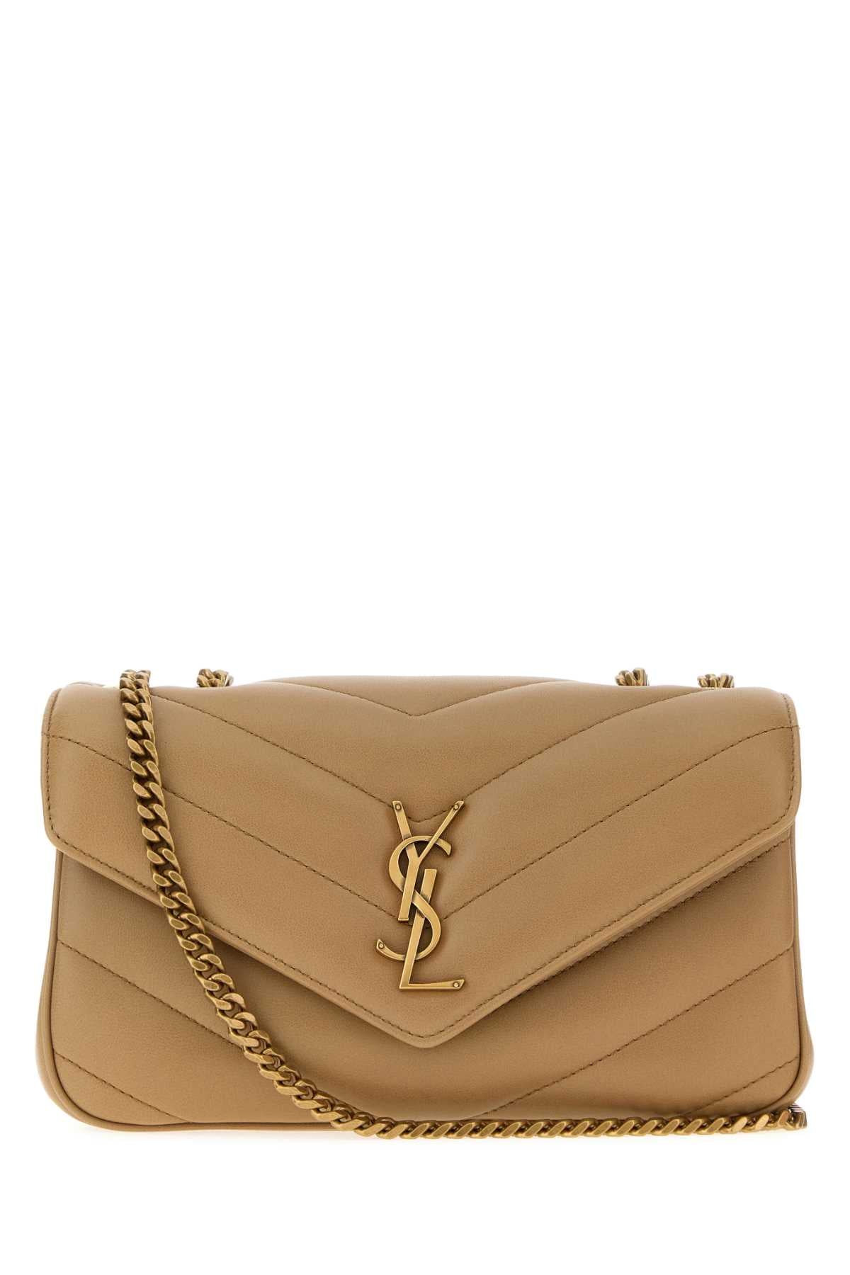 Saint Laurent Women Beige Leather Small Loulou Shoulder Bag SAINT LAURENT