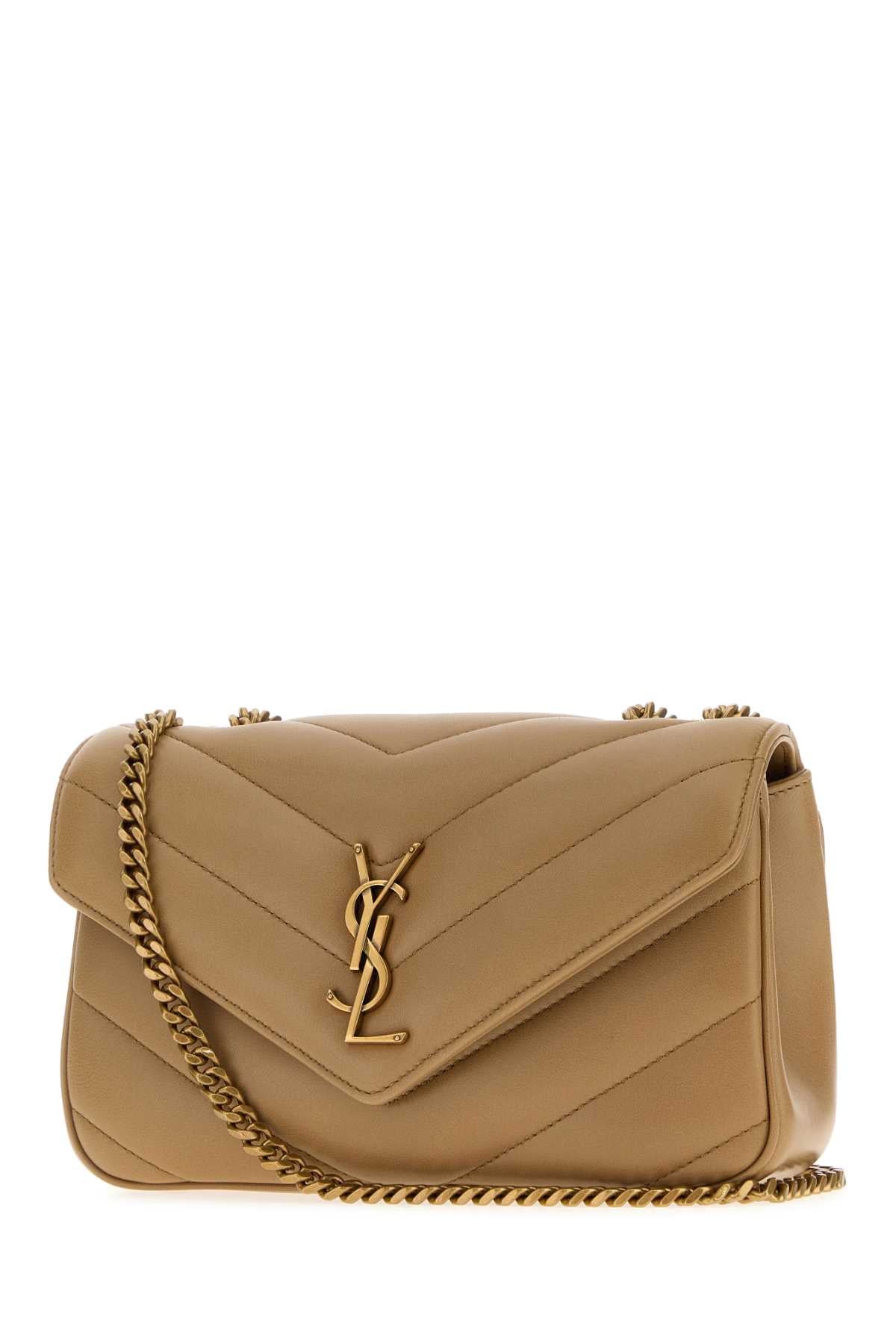 Saint Laurent Women Beige Leather Small Loulou Shoulder Bag SAINT LAURENT