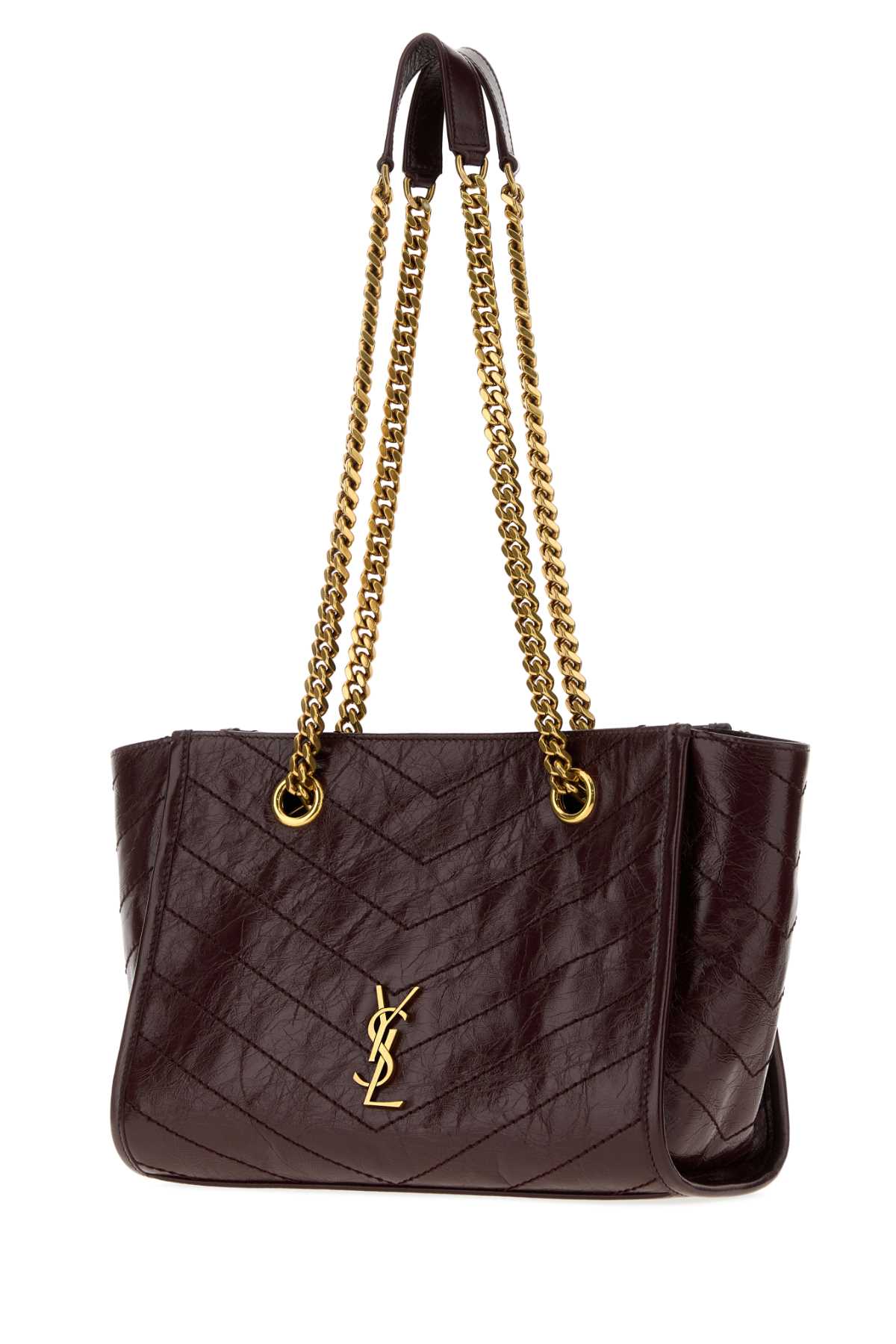 Saint Laurent Women Burgundy Leather Small Niki Shoulder Bag SAINT LAURENT