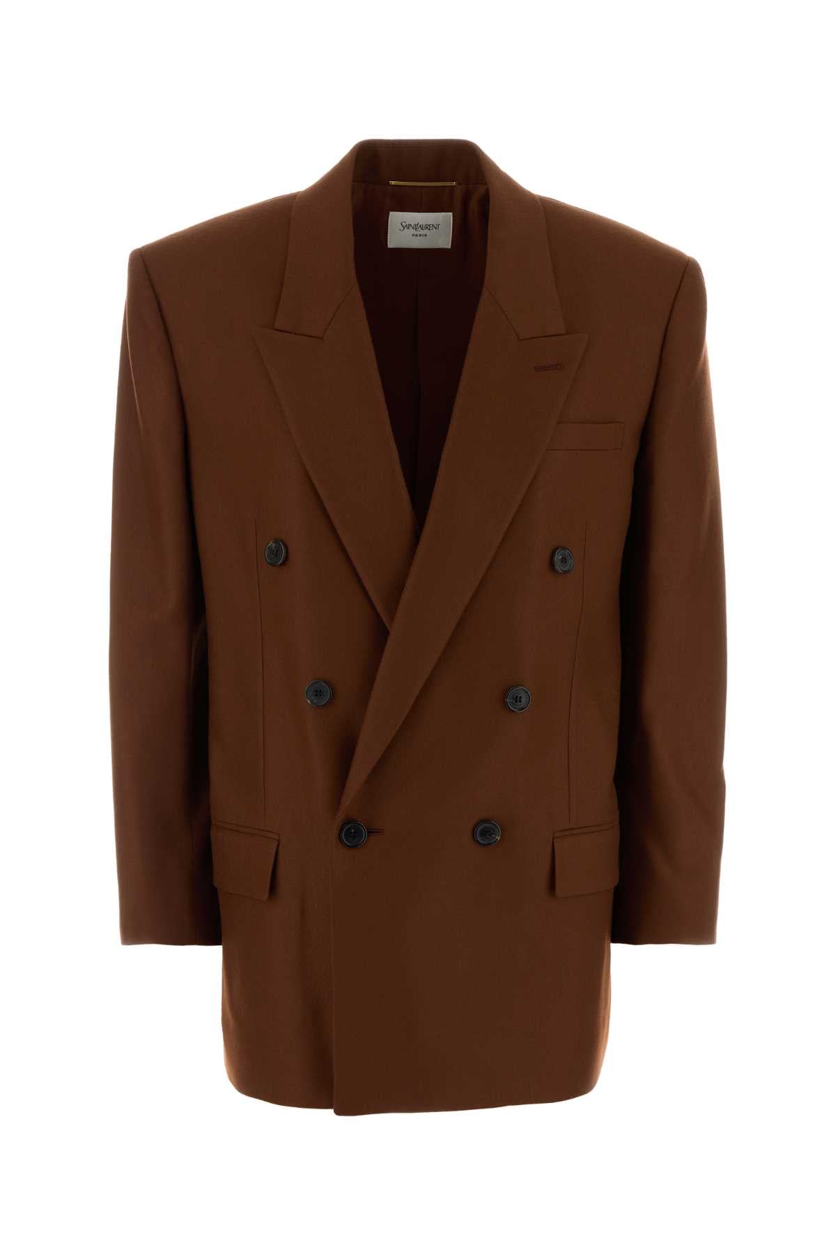 Saint Laurent Women Caramel Chasmere Blazer SAINT LAURENT