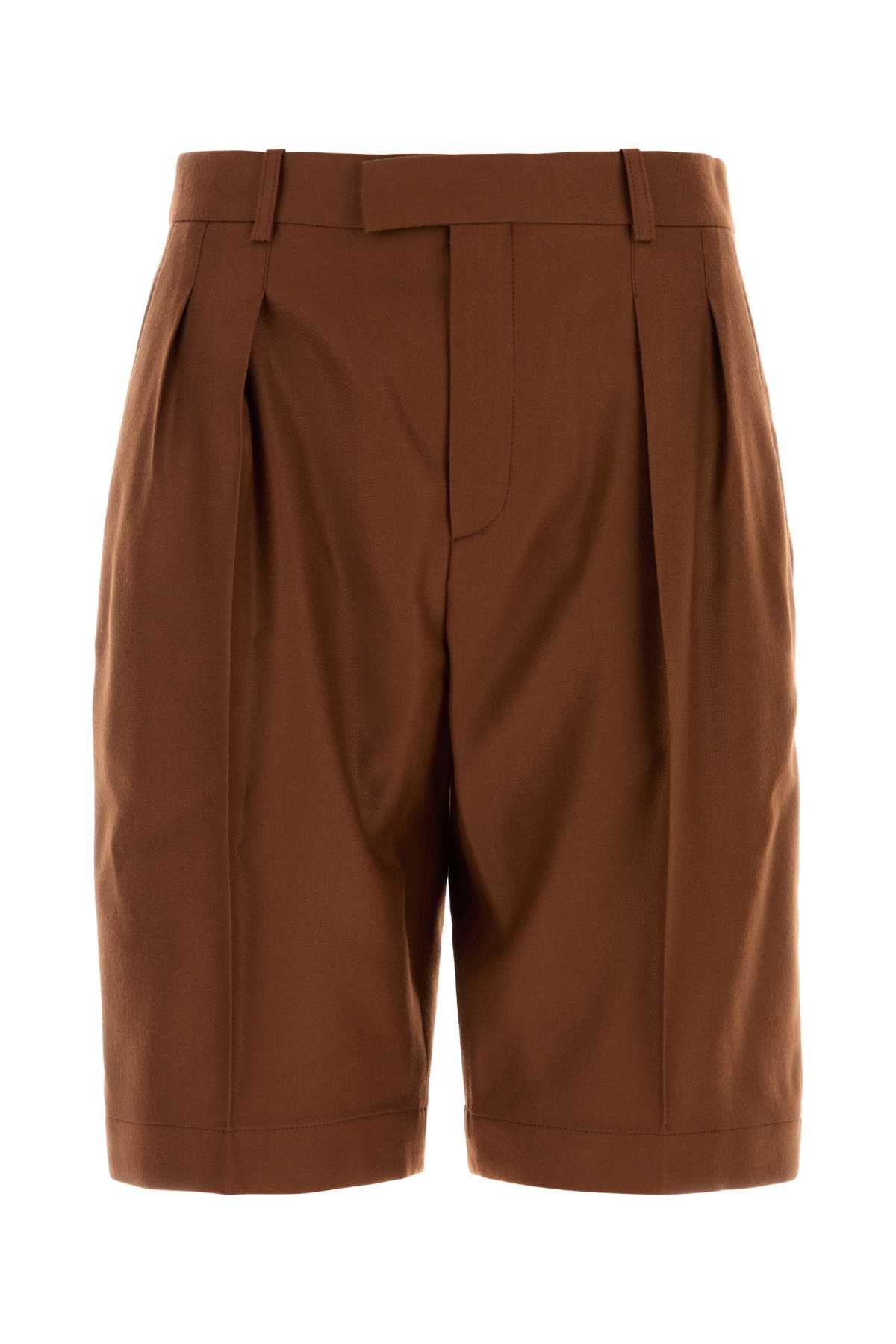 Saint Laurent Women Caramel Cashmere Bermuda Shorts SAINT LAURENT