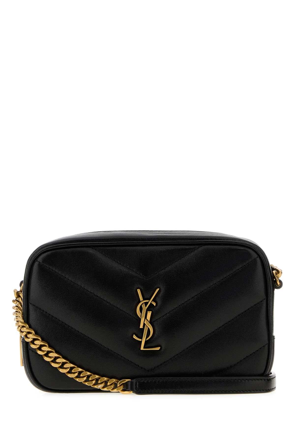 Saint Laurent Women Black Leather Mini Loulou Crossbody Bag SAINT LAURENT