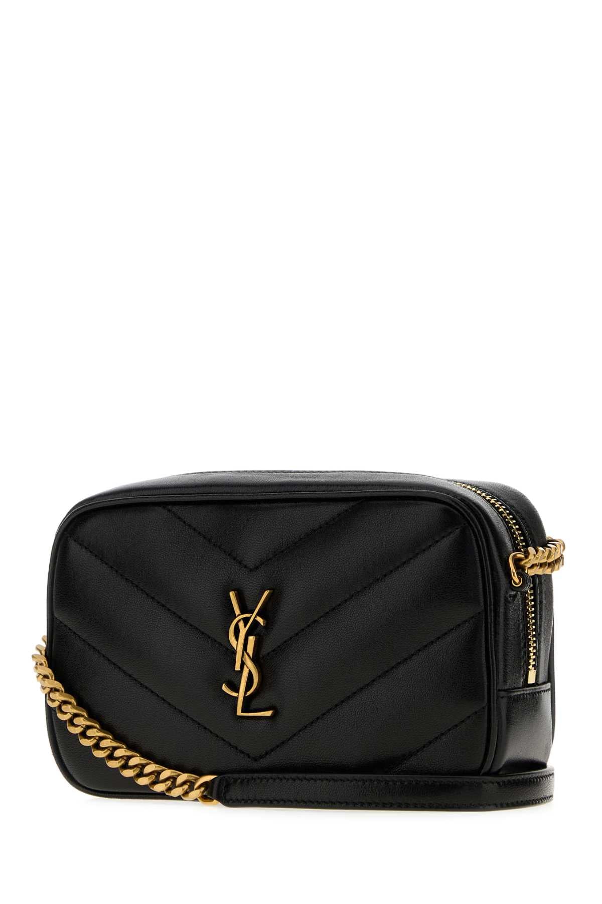 Saint Laurent Women Black Leather Mini Loulou Crossbody Bag SAINT LAURENT