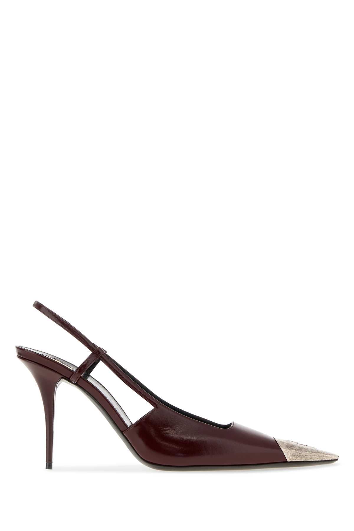 Saint Laurent Women Burgundy Leather Jeanne Pumps SAINT LAURENT