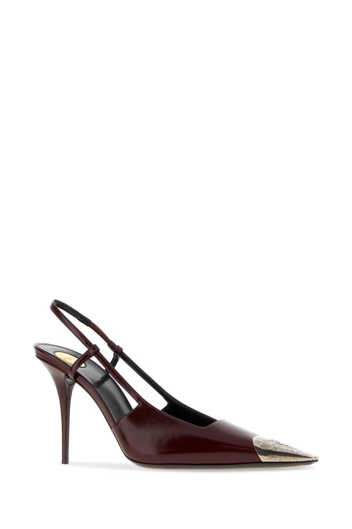 Saint Laurent Women Burgundy Leather Jeanne Pumps SAINT LAURENT