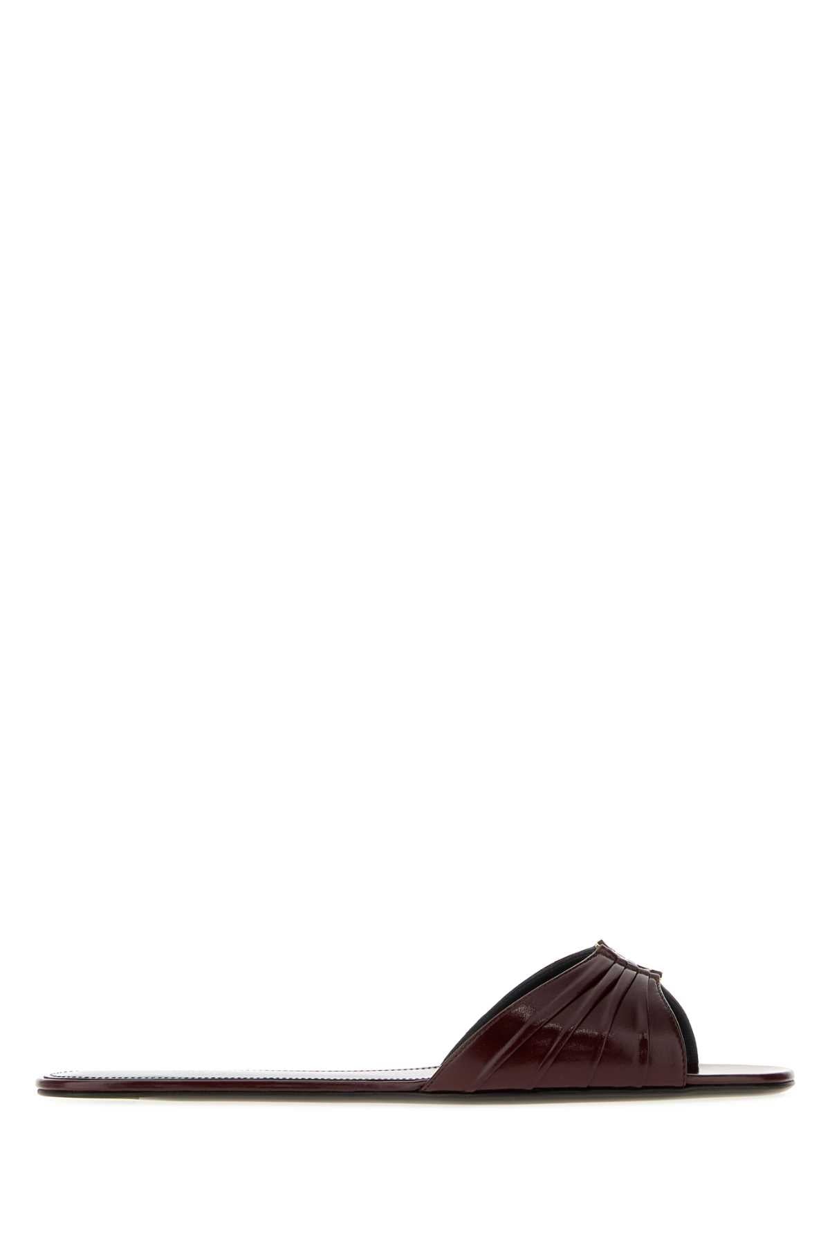 Saint Laurent Women Burgundy Leather Babylone Slippers SAINT LAURENT