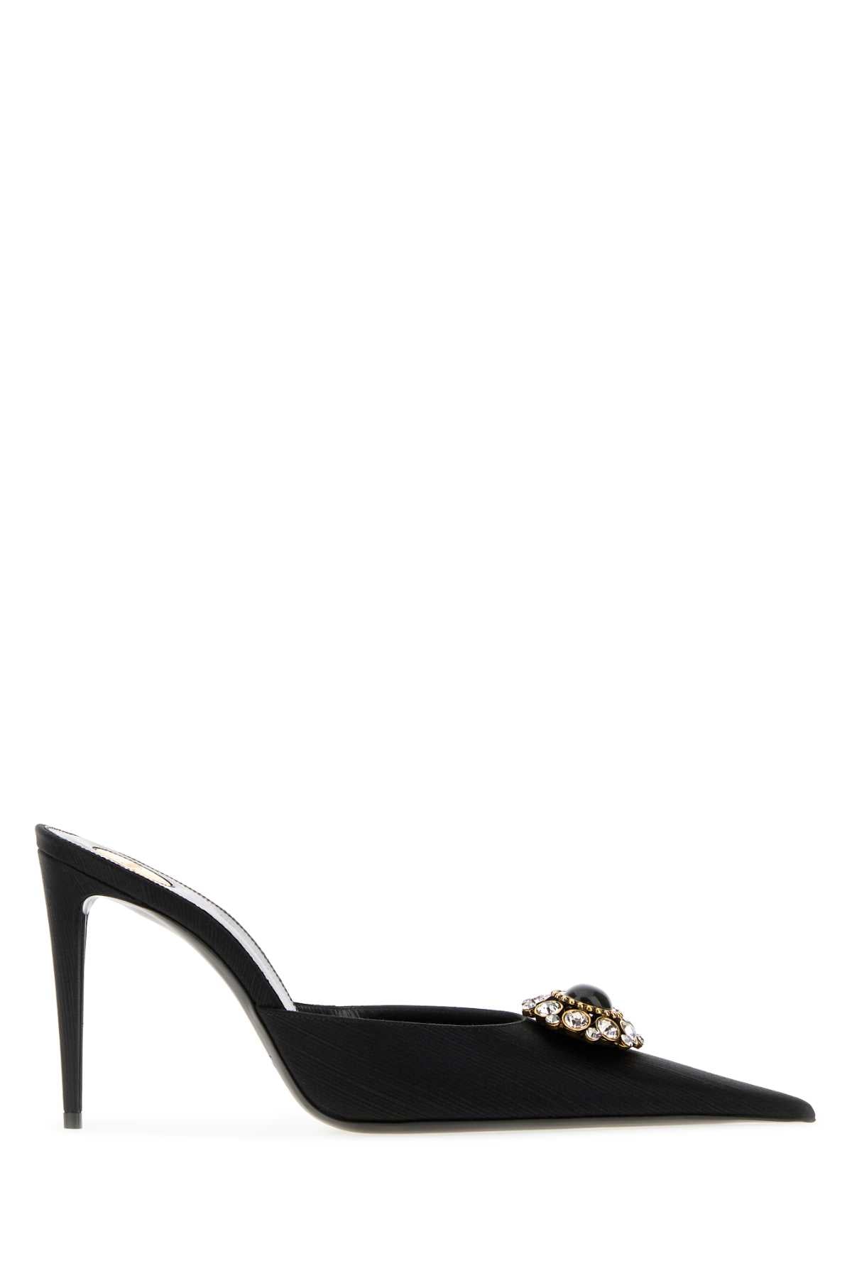Saint Laurent Women Black Satin Cosmo Mules SAINT LAURENT