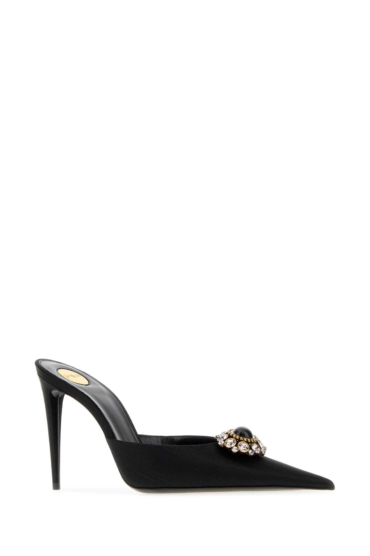 Saint Laurent Women Black Satin Cosmo Mules SAINT LAURENT