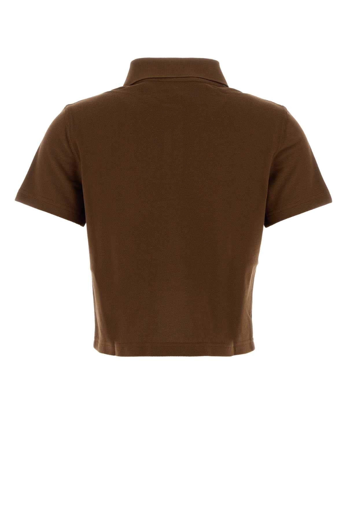 Saint Laurent Women Brown Piquet Polo Shirt SAINT LAURENT