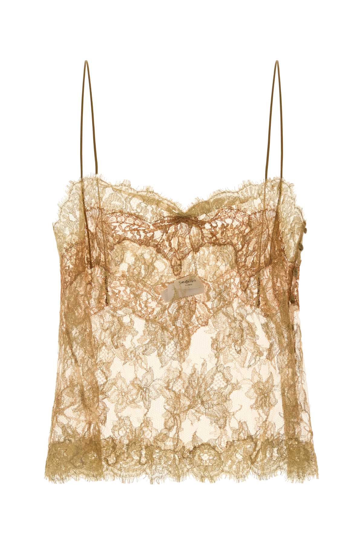 Saint Laurent Women Gold Lace Top SAINT LAURENT
