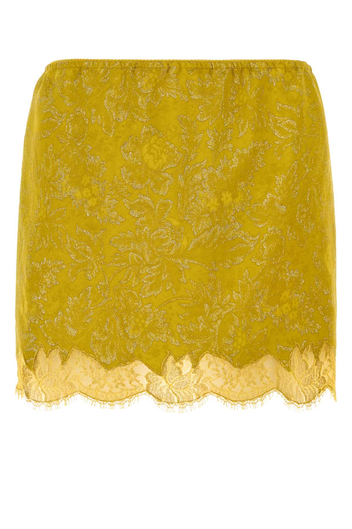 Saint Laurent Women Gold Jacquard And Lace Mini Skirt SAINT LAURENT