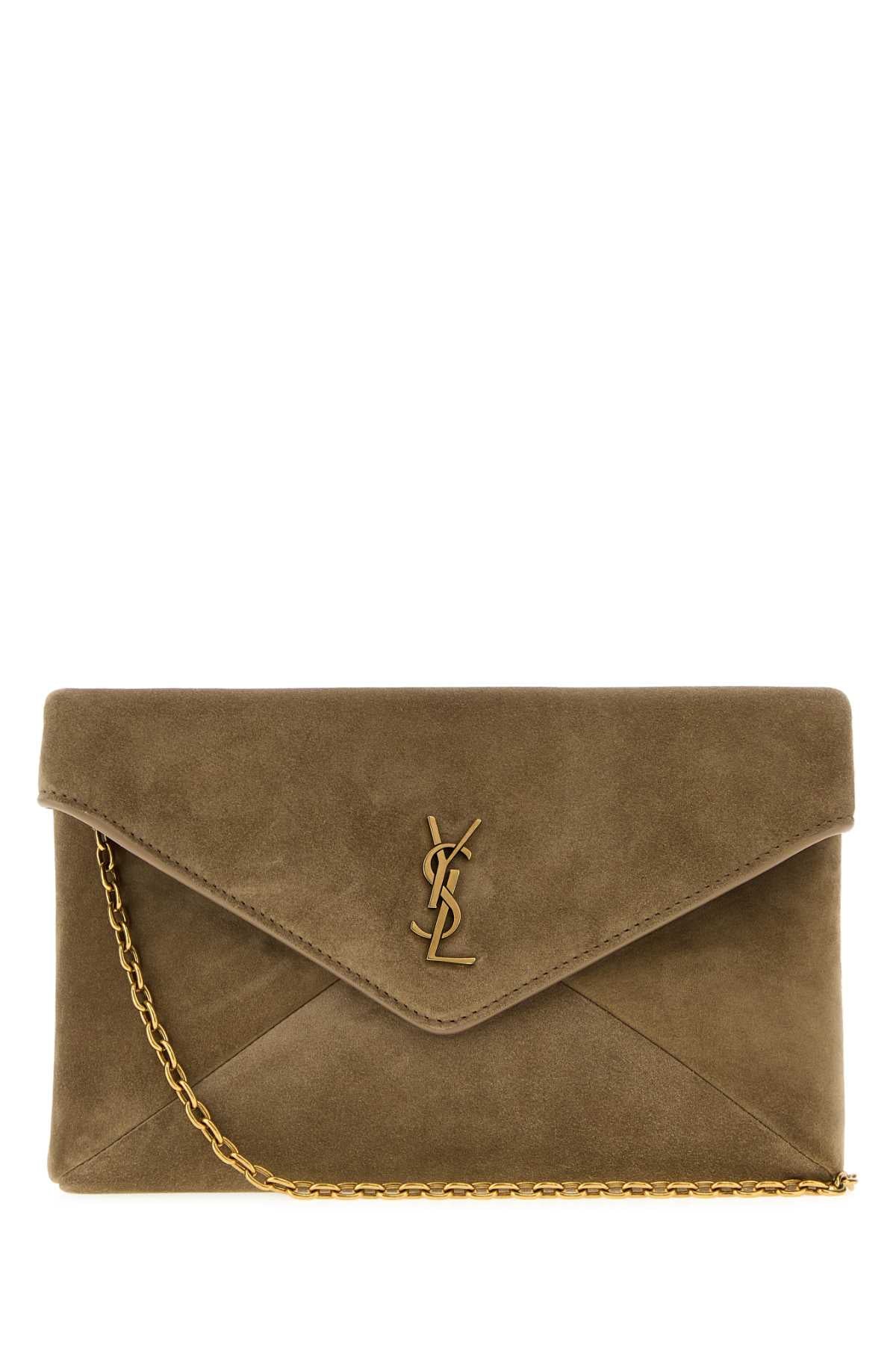 Saint Laurent Women Cappuccino Suede Small Cassandre Crossbody Bag SAINT LAURENT