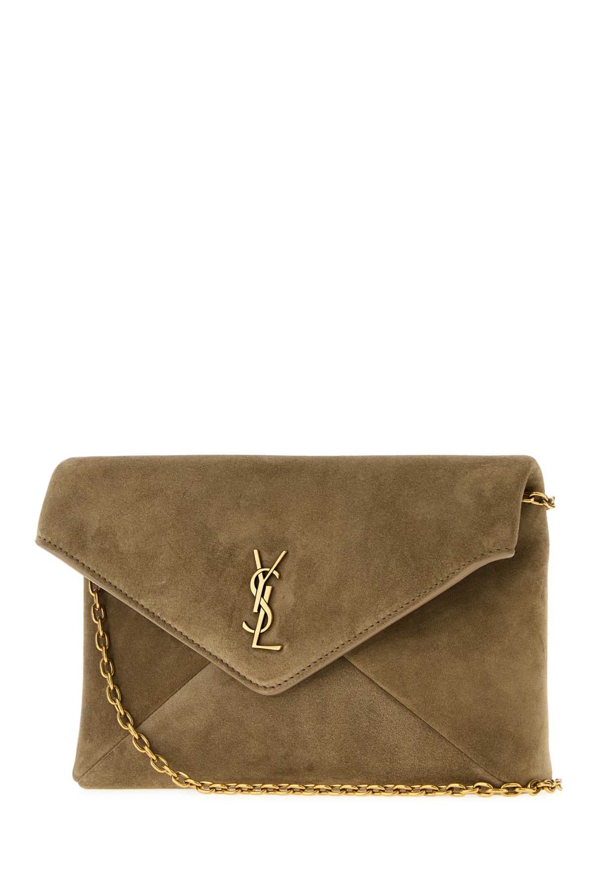 Saint Laurent Women Cappuccino Suede Small Cassandre Crossbody Bag SAINT LAURENT