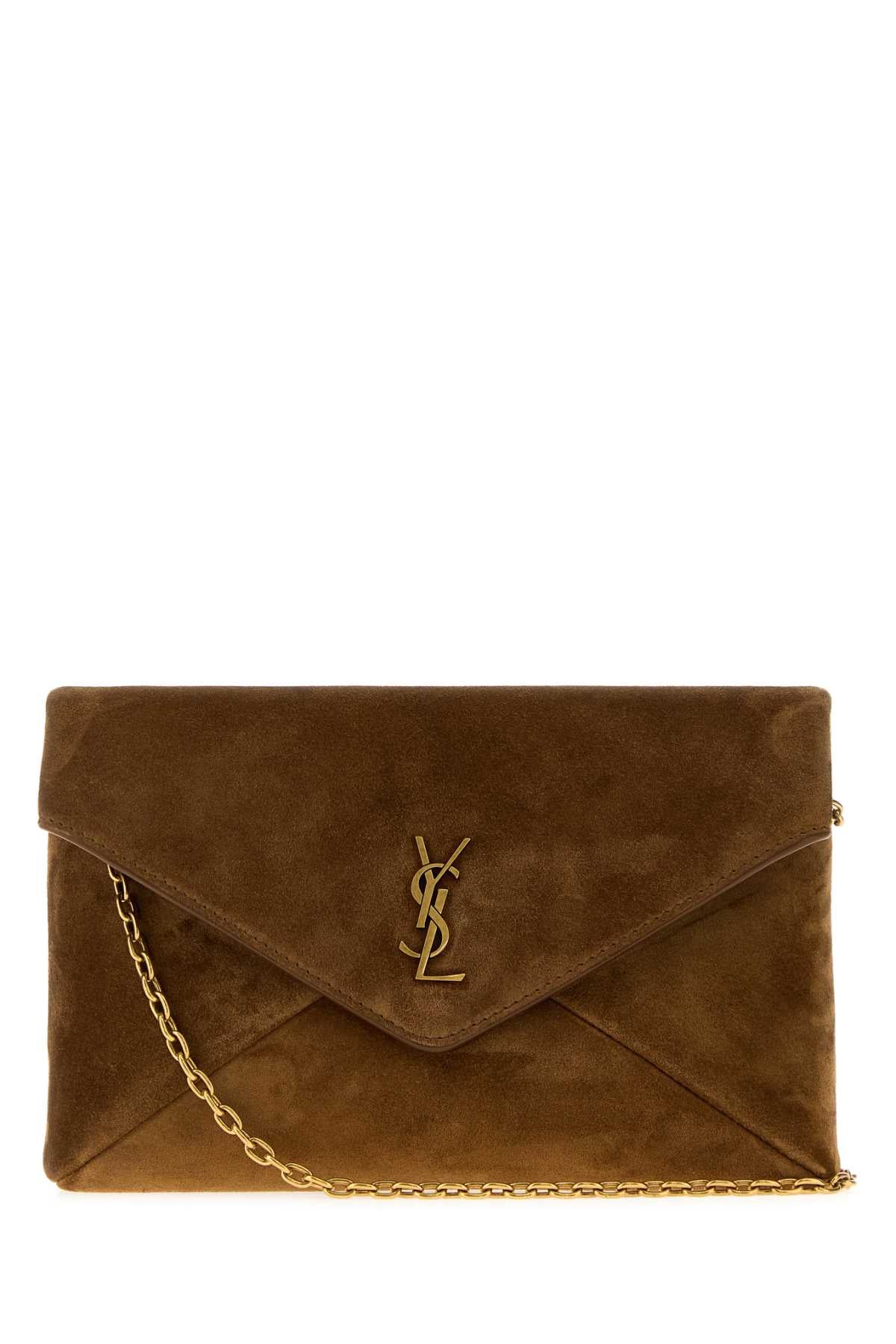 Saint Laurent Women Caramel Suede Small Cassandre Crossbody Bag SAINT LAURENT