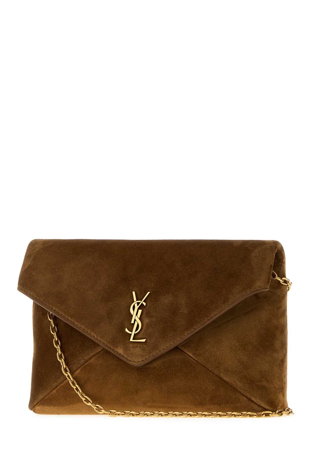 Saint Laurent Women Caramel Suede Small Cassandre Crossbody Bag SAINT LAURENT