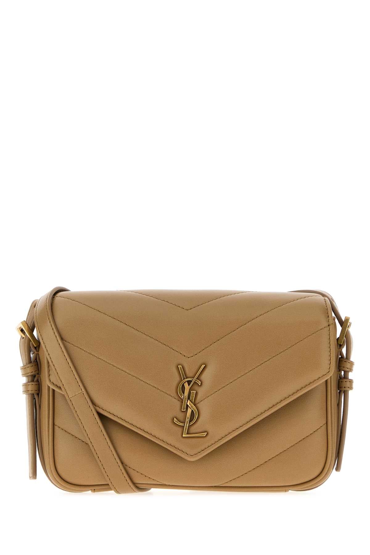 Saint Laurent Women Beige Leather Loulou Toy Crossbody Bag SAINT LAURENT