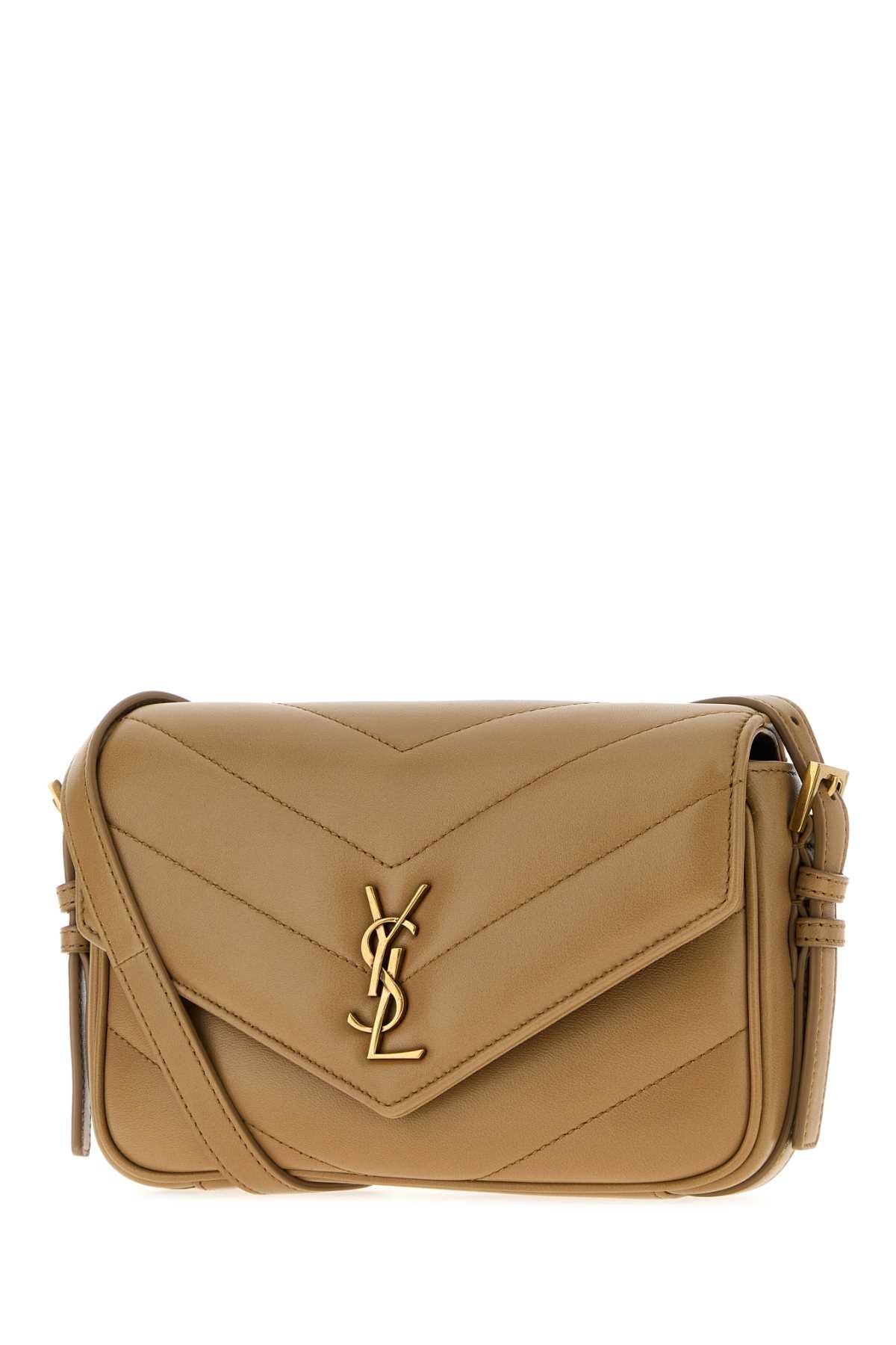 Saint Laurent Women Beige Leather Loulou Toy Crossbody Bag SAINT LAURENT