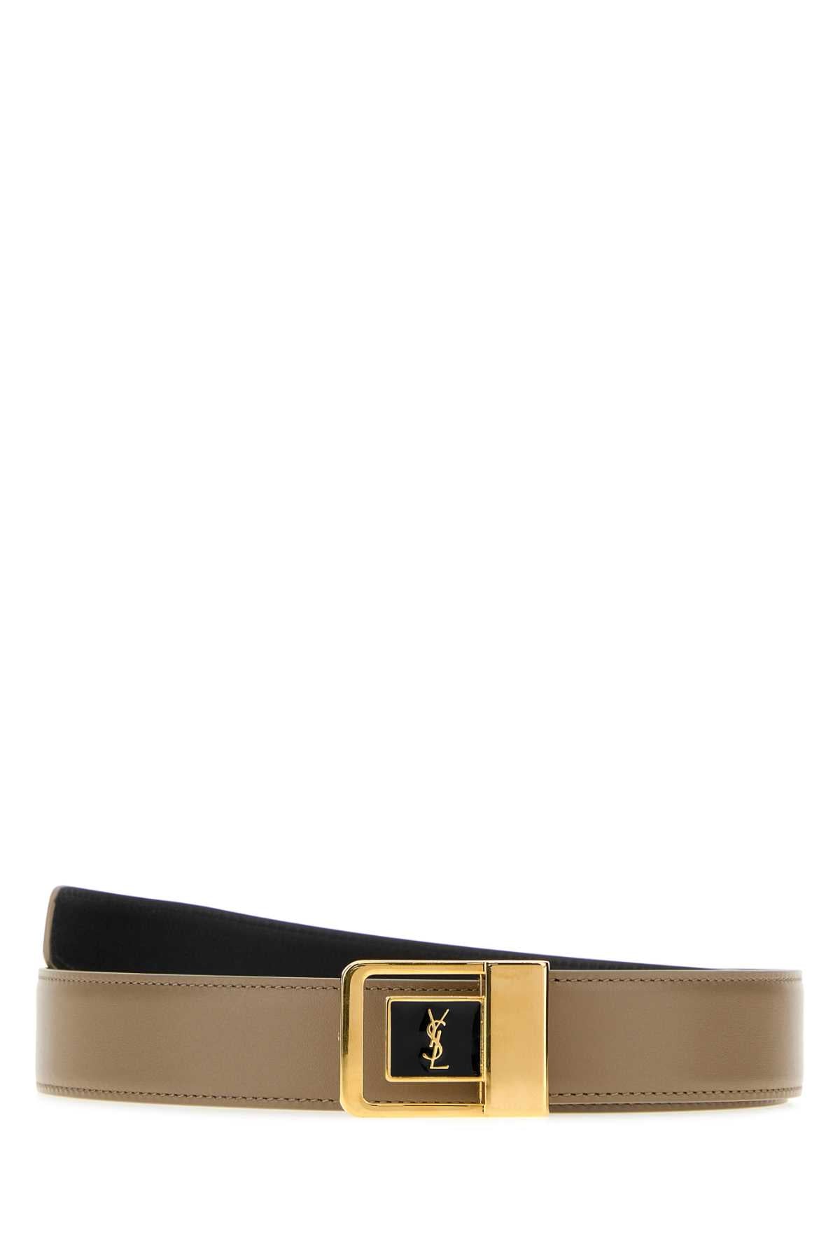 Saint Laurent Women Dove Grey Leather Belt SAINT LAURENT