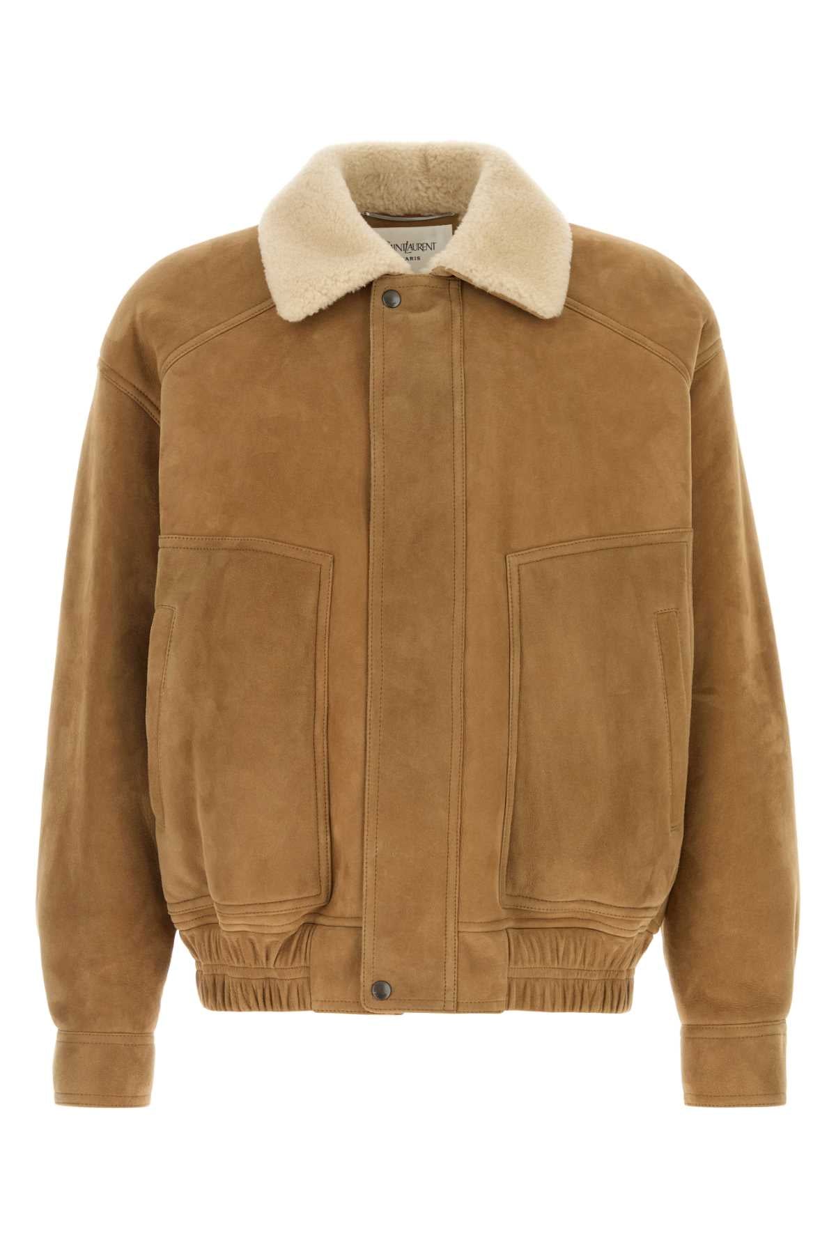 Saint Laurent Men Beige Shearling Jacket SAINT LAURENT