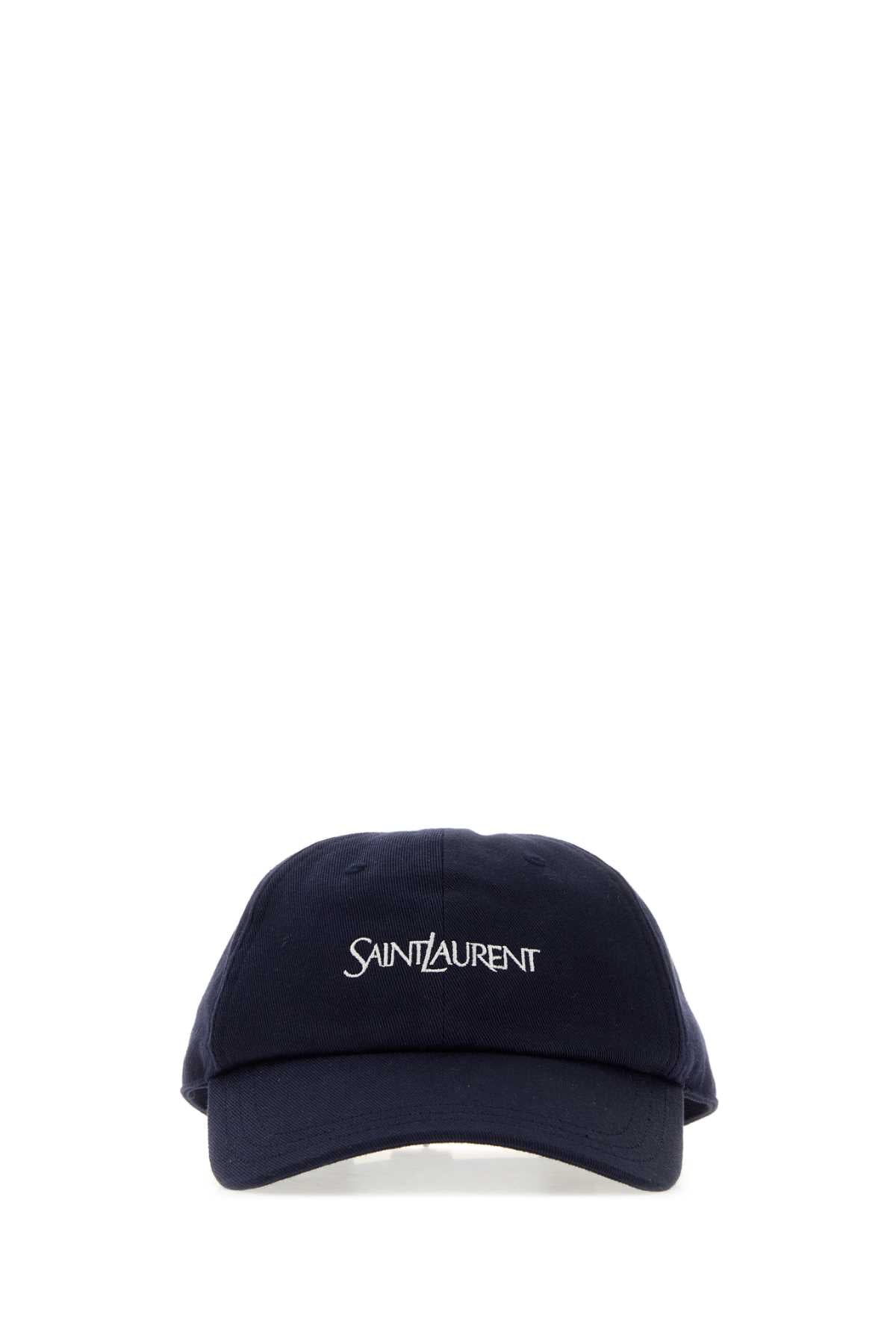 Saint Laurent Men Navy Blue Cotton Baseball Cap SAINT LAURENT