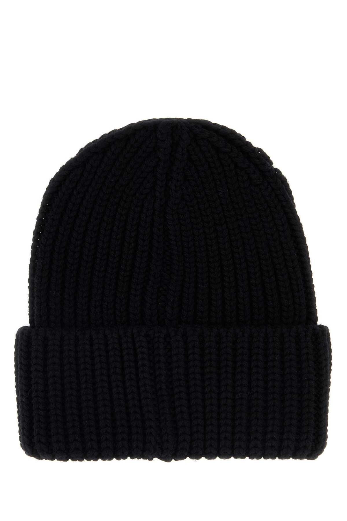 Saint Laurent Men Black Wool Beanie Hat SAINT LAURENT