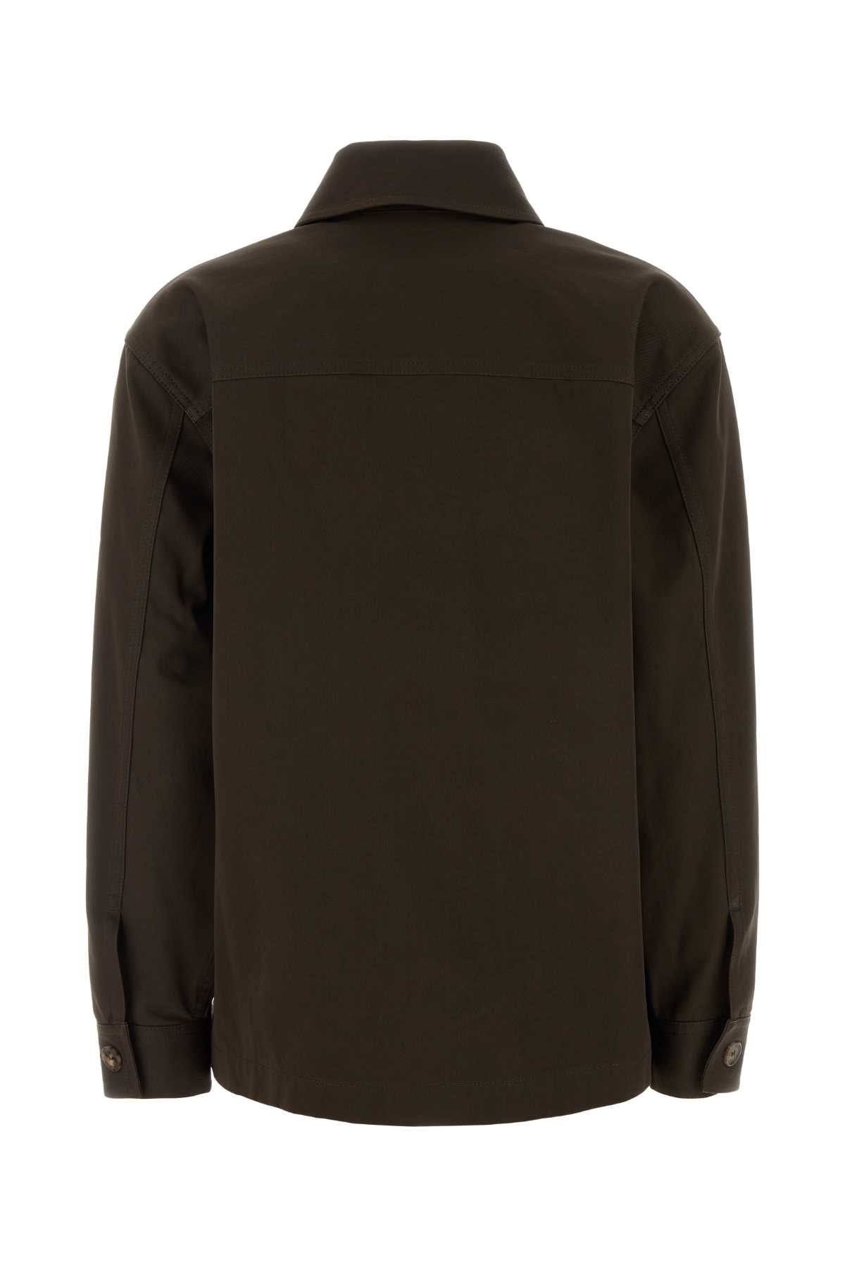 Saint Laurent Women Dark Brown Gabardine Shirt SAINT LAURENT