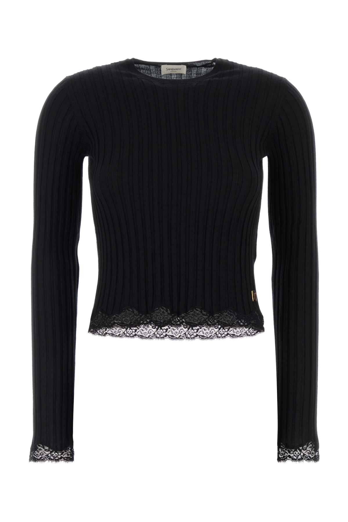 Saint Laurent Women Black Cashmere T-Shirt SAINT LAURENT