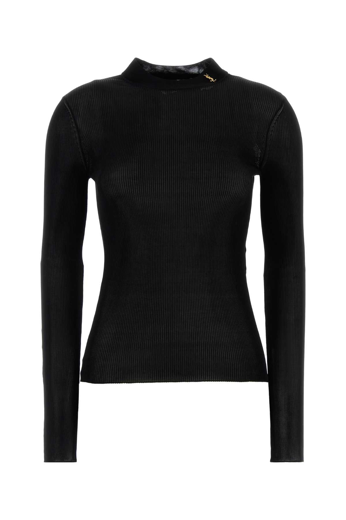 Saint Laurent Women Black Silk T-Shirt SAINT LAURENT