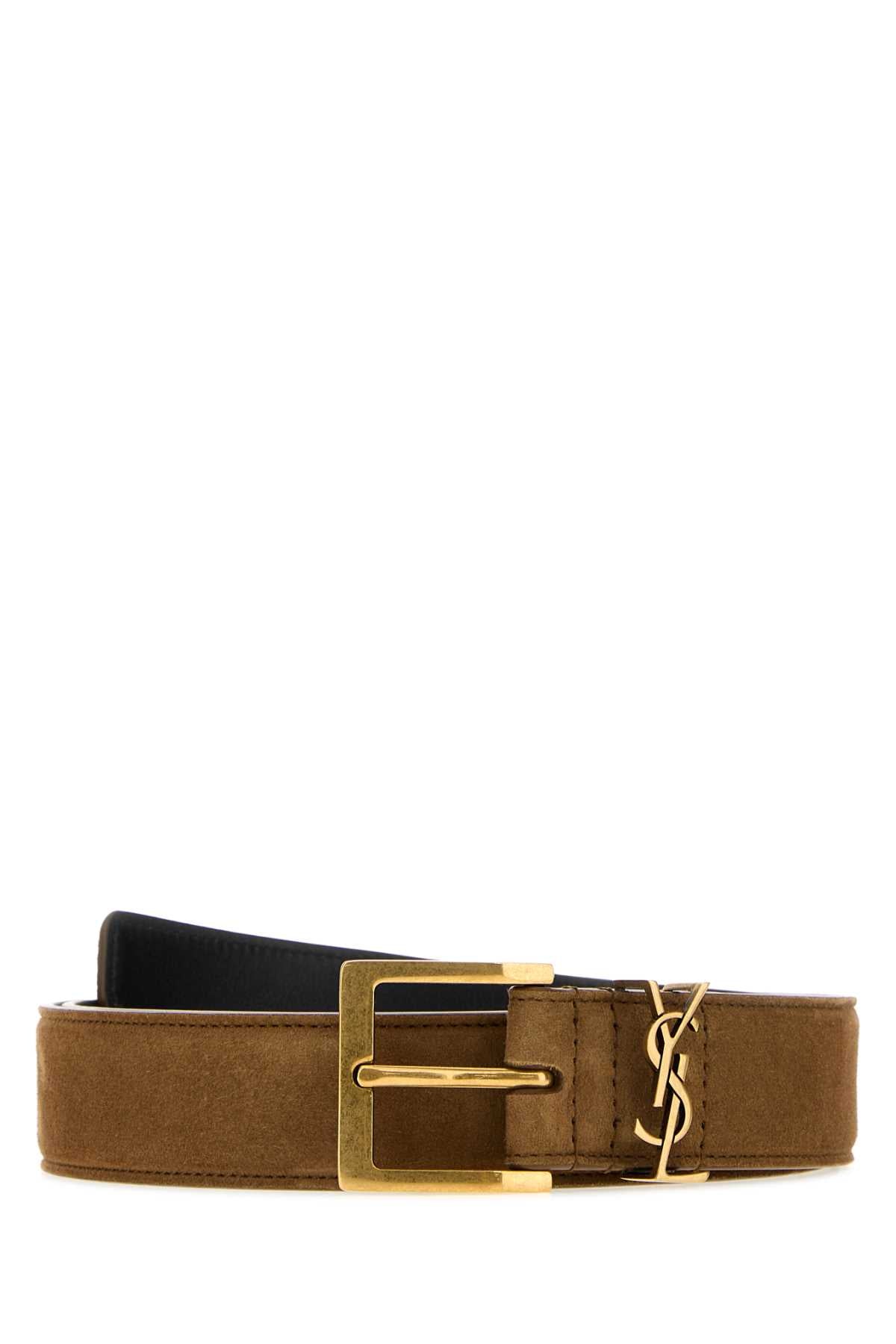 Saint Laurent Men Camel Suede Belt SAINT LAURENT
