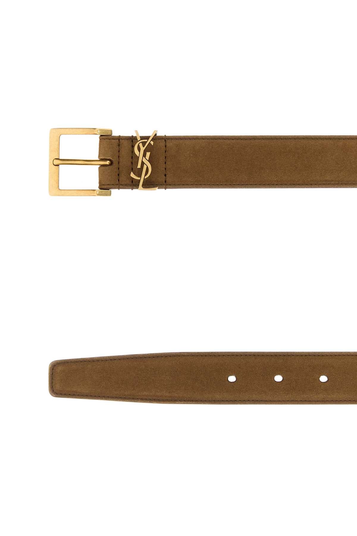 Saint Laurent Men Camel Suede Belt SAINT LAURENT