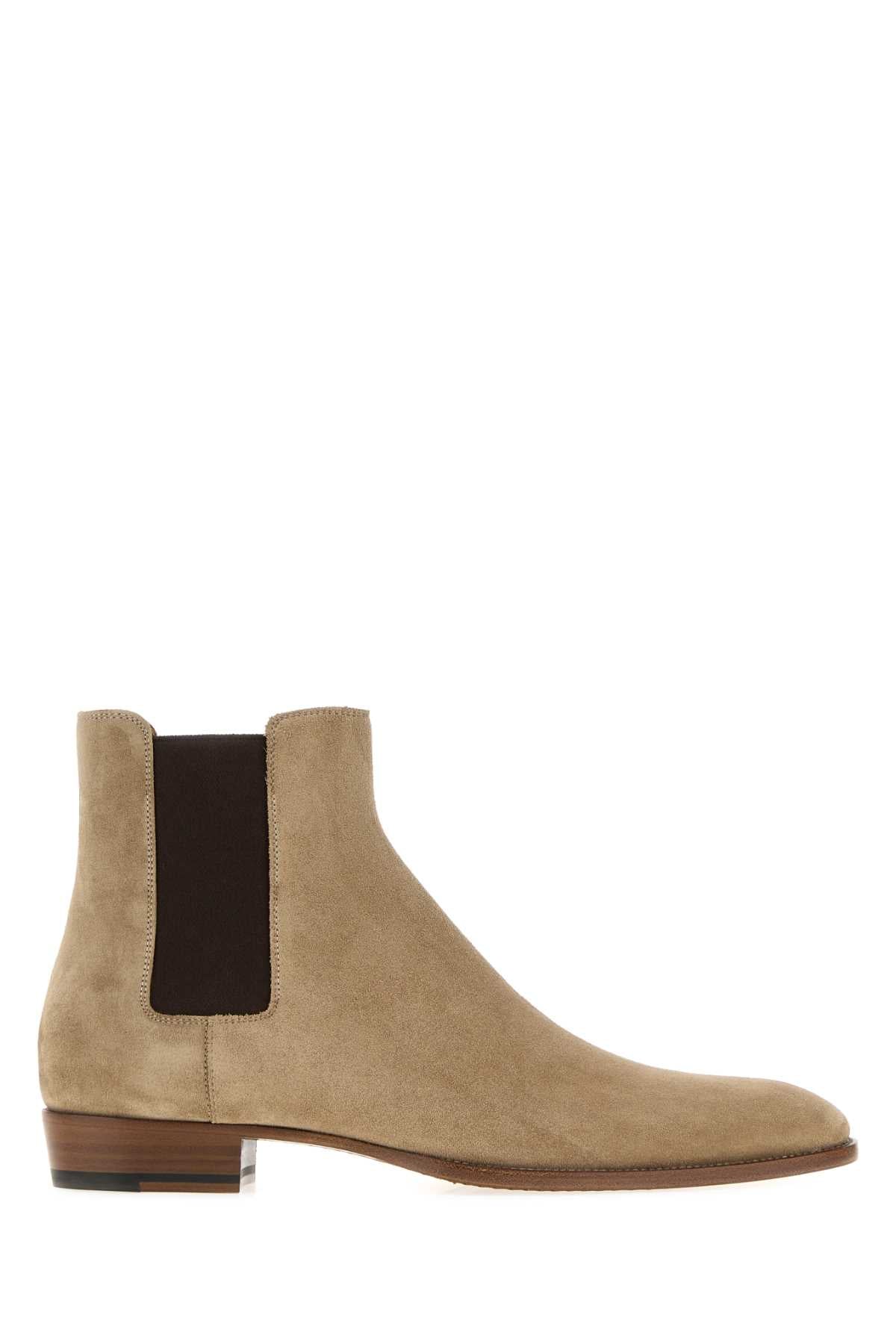 Saint Laurent Men Cappuccino Suede Ankle Boots SAINT LAURENT