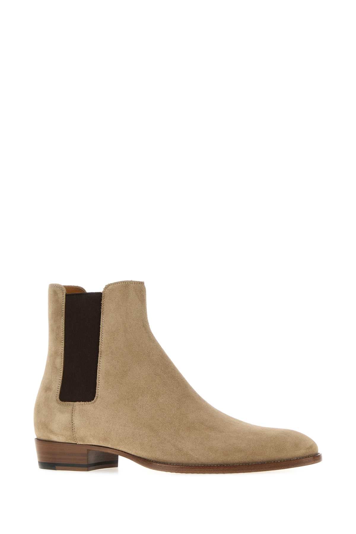 Saint Laurent Men Cappuccino Suede Ankle Boots SAINT LAURENT